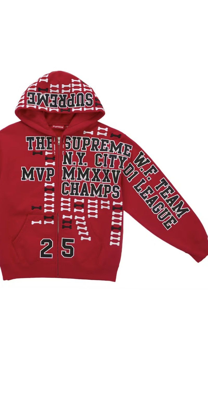 Supreme League Champs Zip Up Hoodie Grey Supreme League Champs Zip