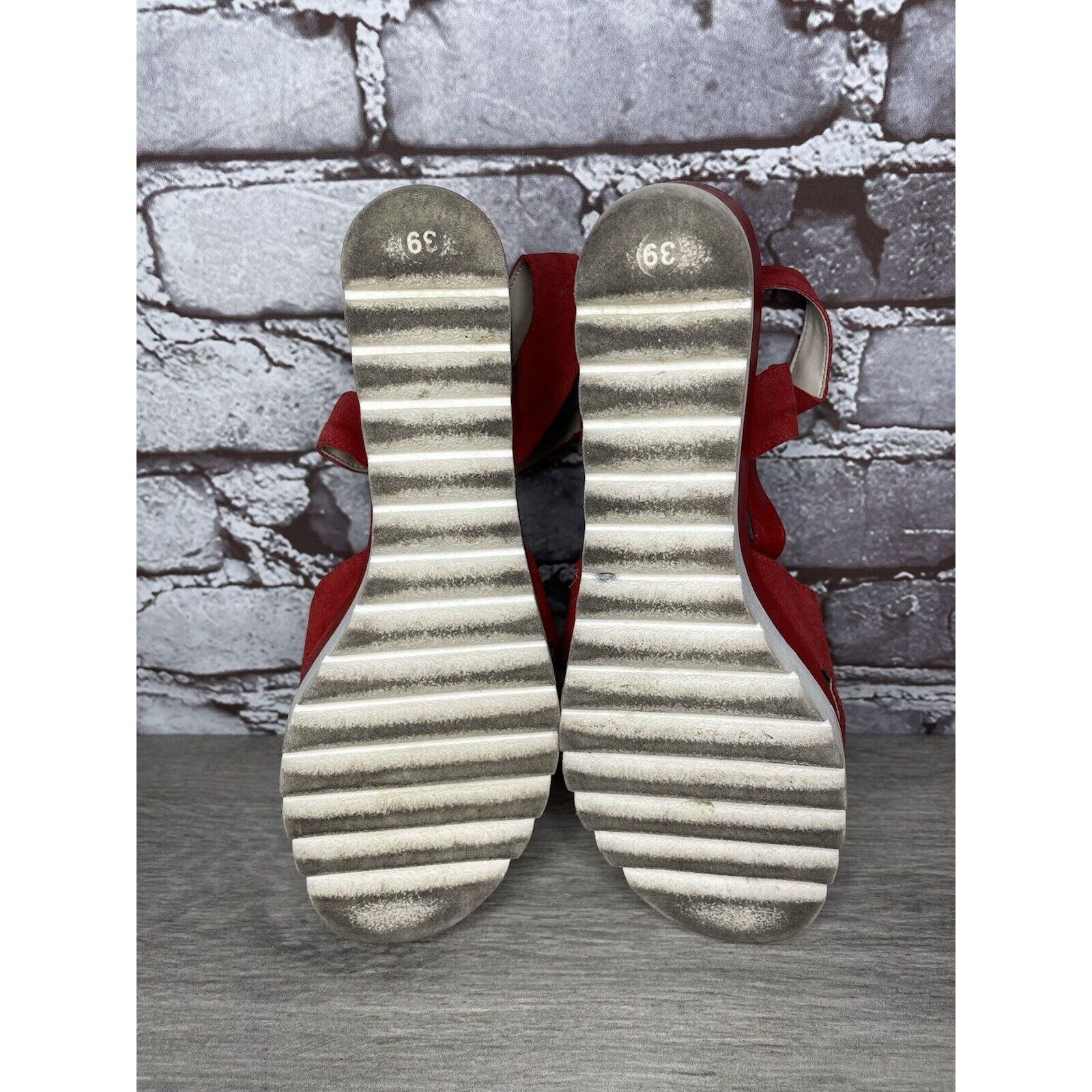 Other Bournazos Athens Red Suede Leather Ankle Strap Wedge Sandals Size US 8.5 / IT 38.5 - 10 Thumbnail