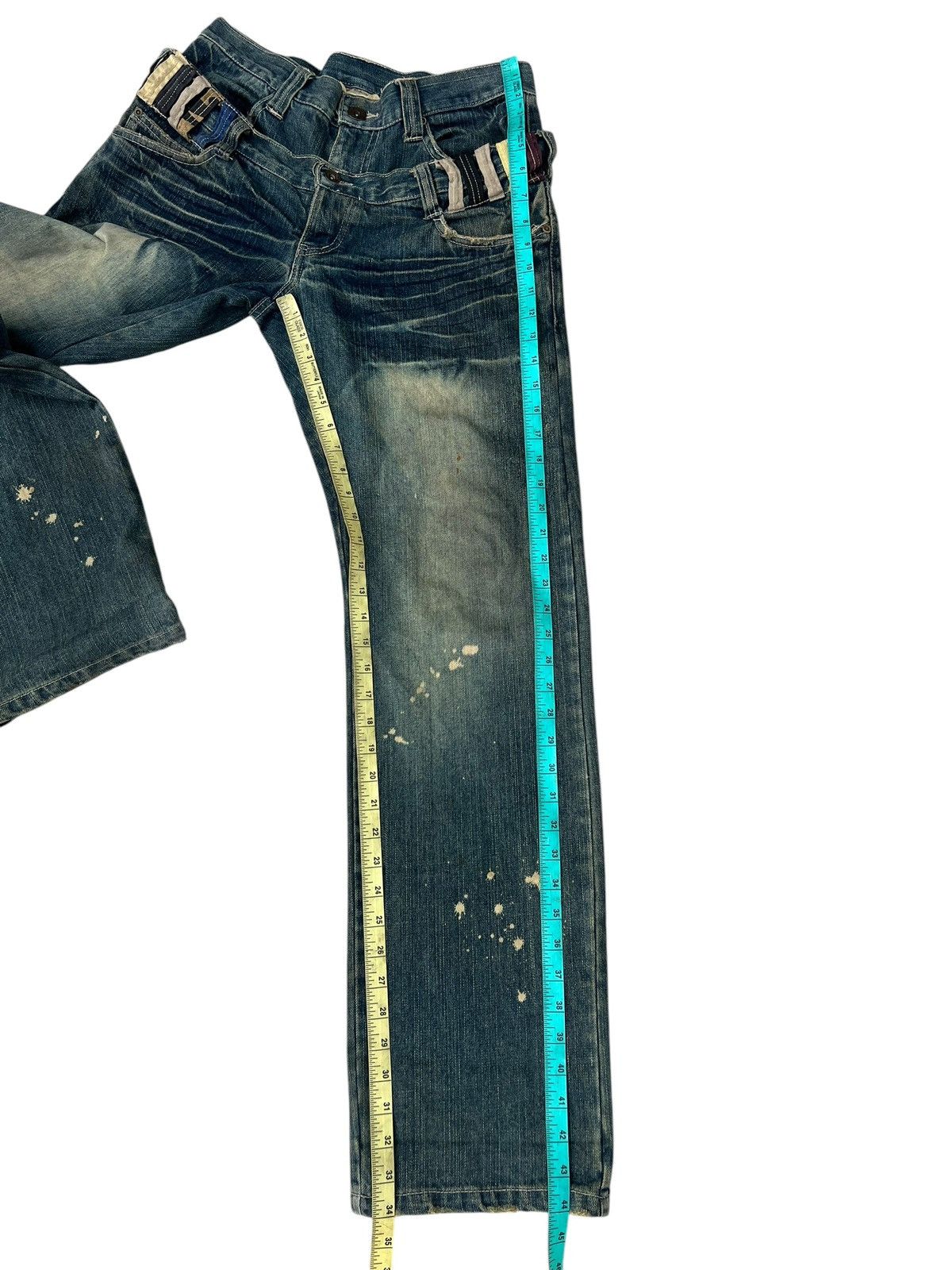 Vintage Double Waist Dirty Mud Denim Distressed Jeans Size US 31 - 4 Thumbnail