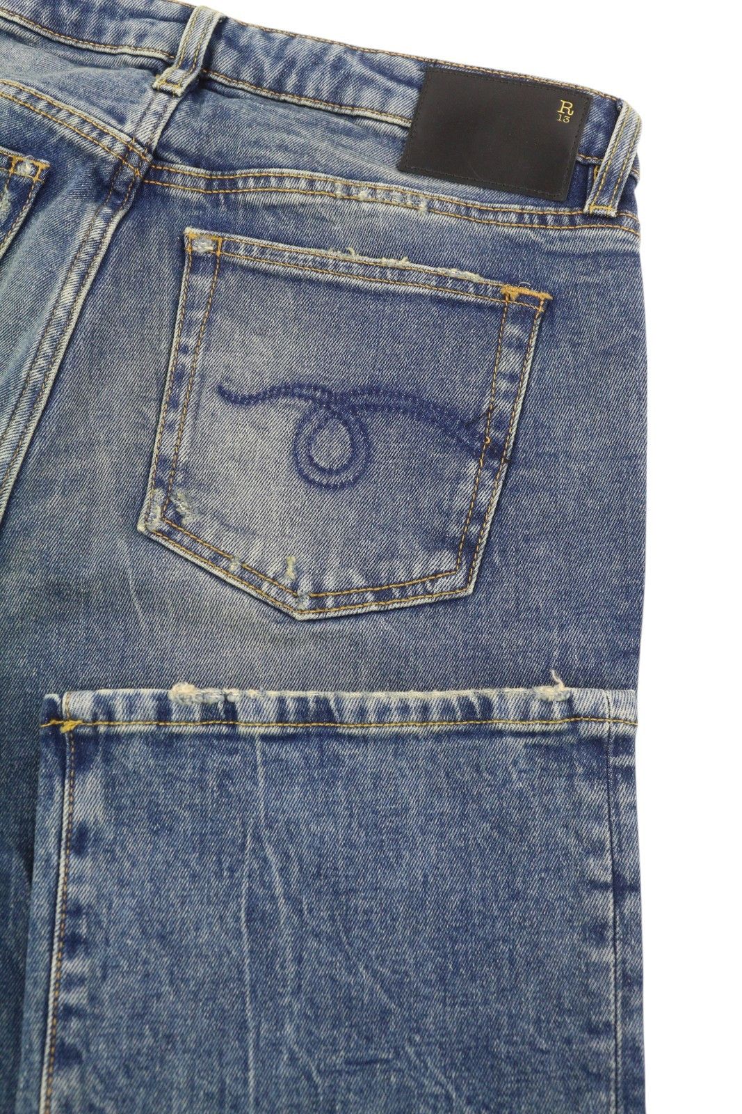 R13 KICK 29 Kelly Stretch Cropped Flared Faded Blue 85428 Size 29" - 6 Thumbnail