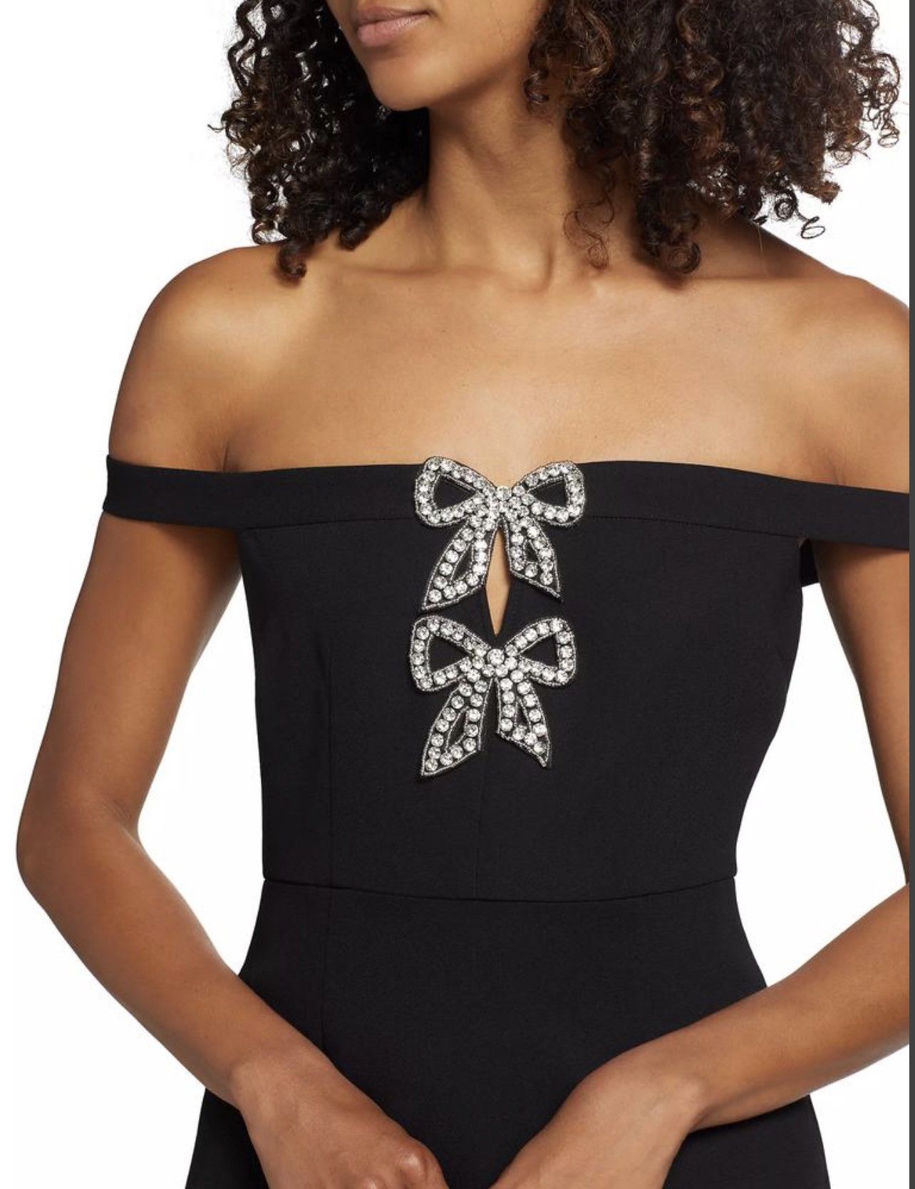 Self-Portrait Self Portrait Bow Crepe Off-the-Shoulder Midi Dress size 2 Size XS / US 0-2 / IT 36-38 - 5 Thumbnail