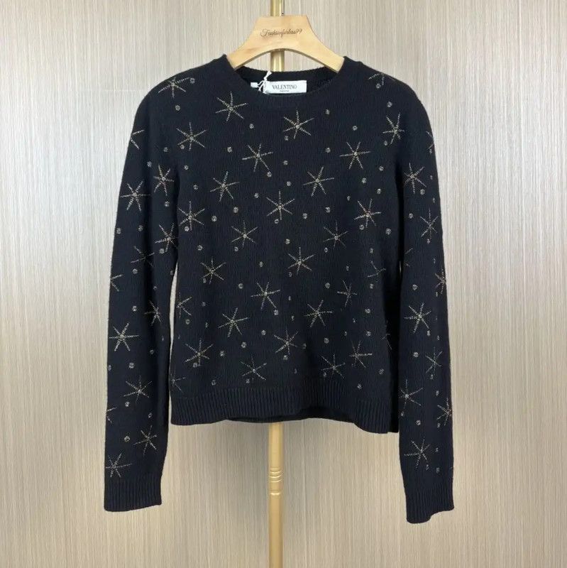Valentino Valentino Black Wool Sweater with Star Design 0089 Size S / US 4 / IT 40 - 1 Thumbnail