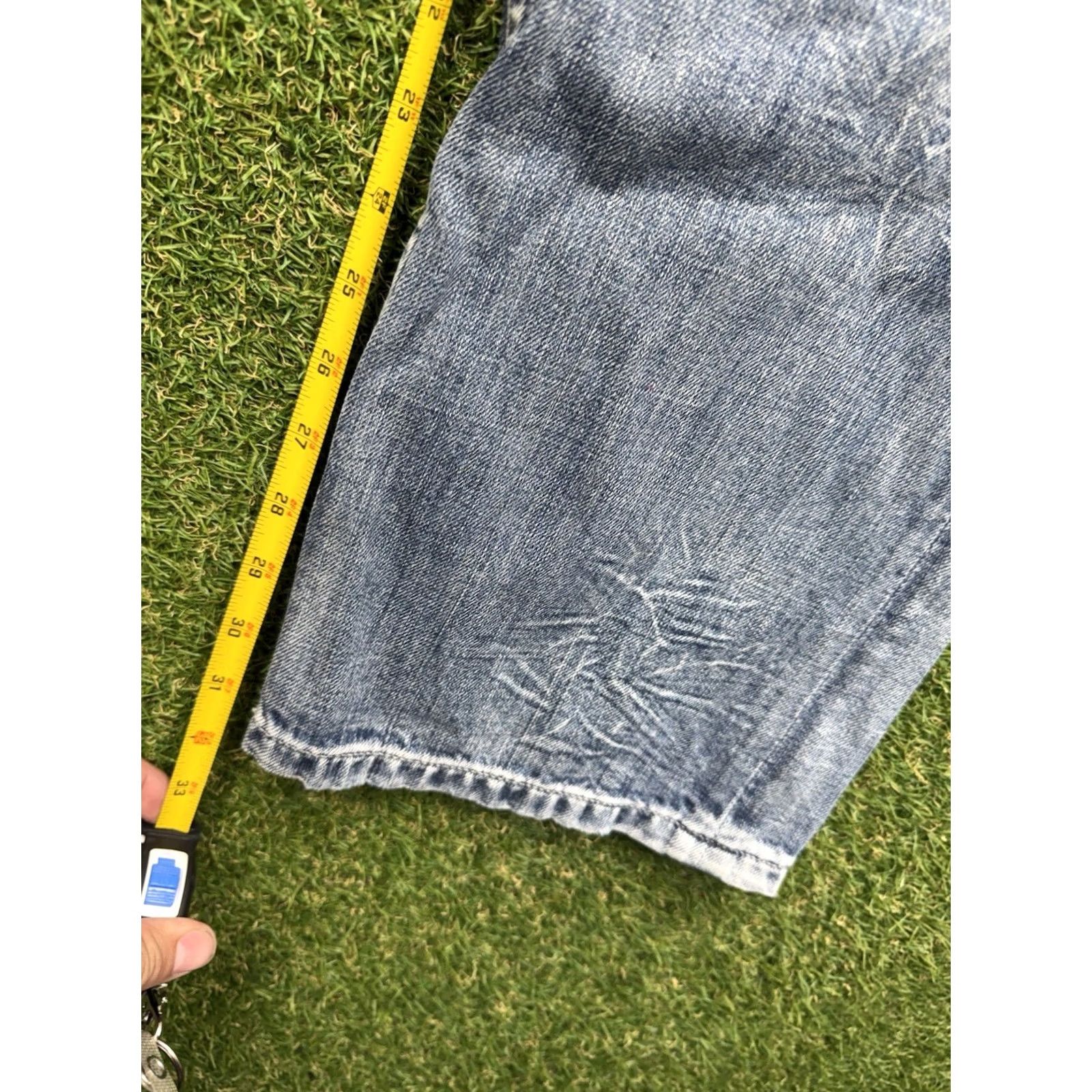 Express Express Kingston Jeans Men 32x32 Blue Classic Bootcut Distressed Pockets Jeans Size US 32 / EU 48 - 6 Thumbnail