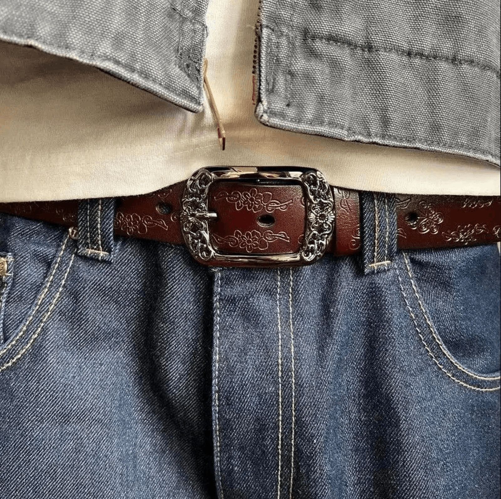 Other Stylish Leather Belt with Decorative Buckle Size ONE SIZE - 1 Thumbnail