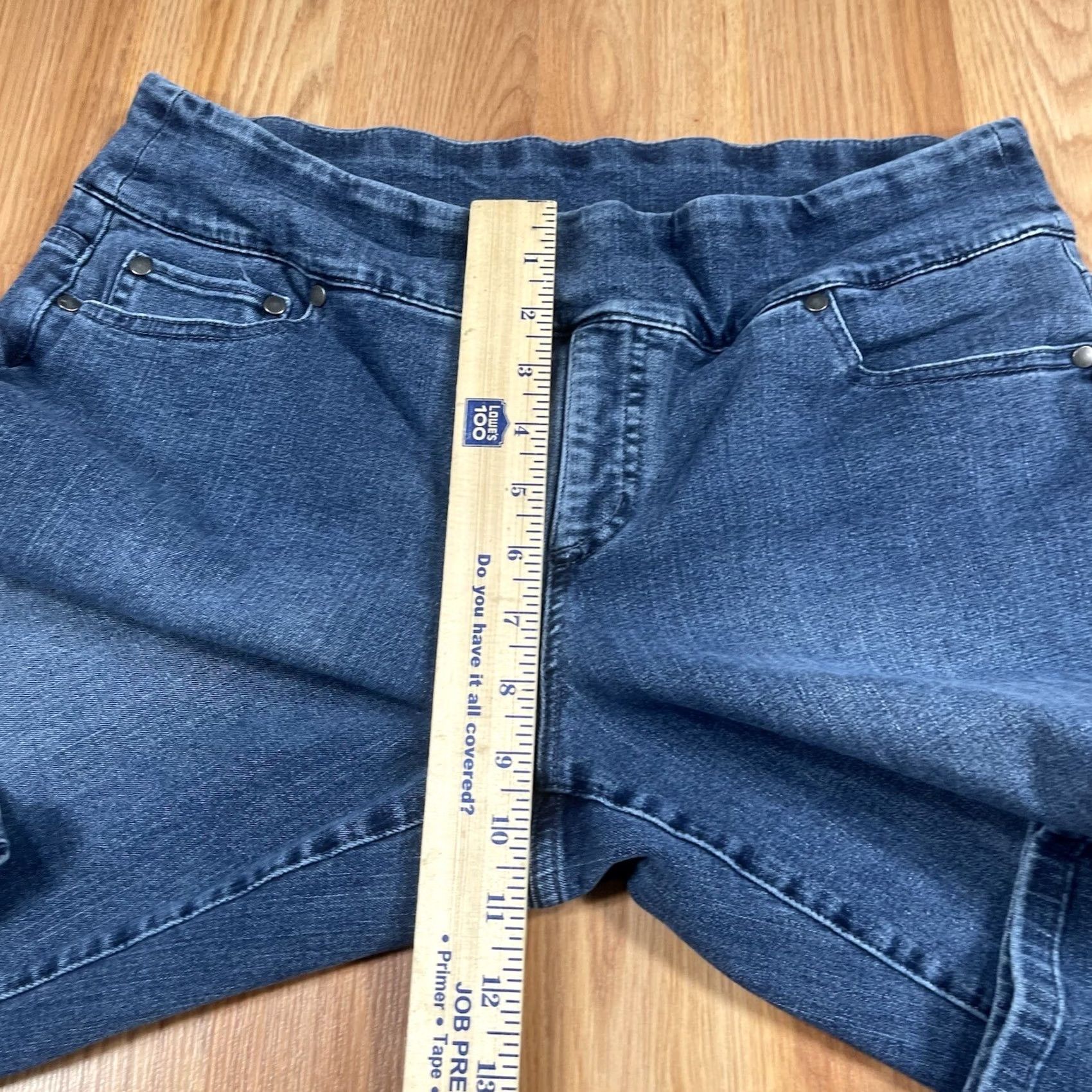 Denime Premium Denim Jeans Womens 10 Straight Leg Mid Rise Stretch Blue Denim Pants Size 32" / US 10 / IT 46 - 7 Thumbnail
