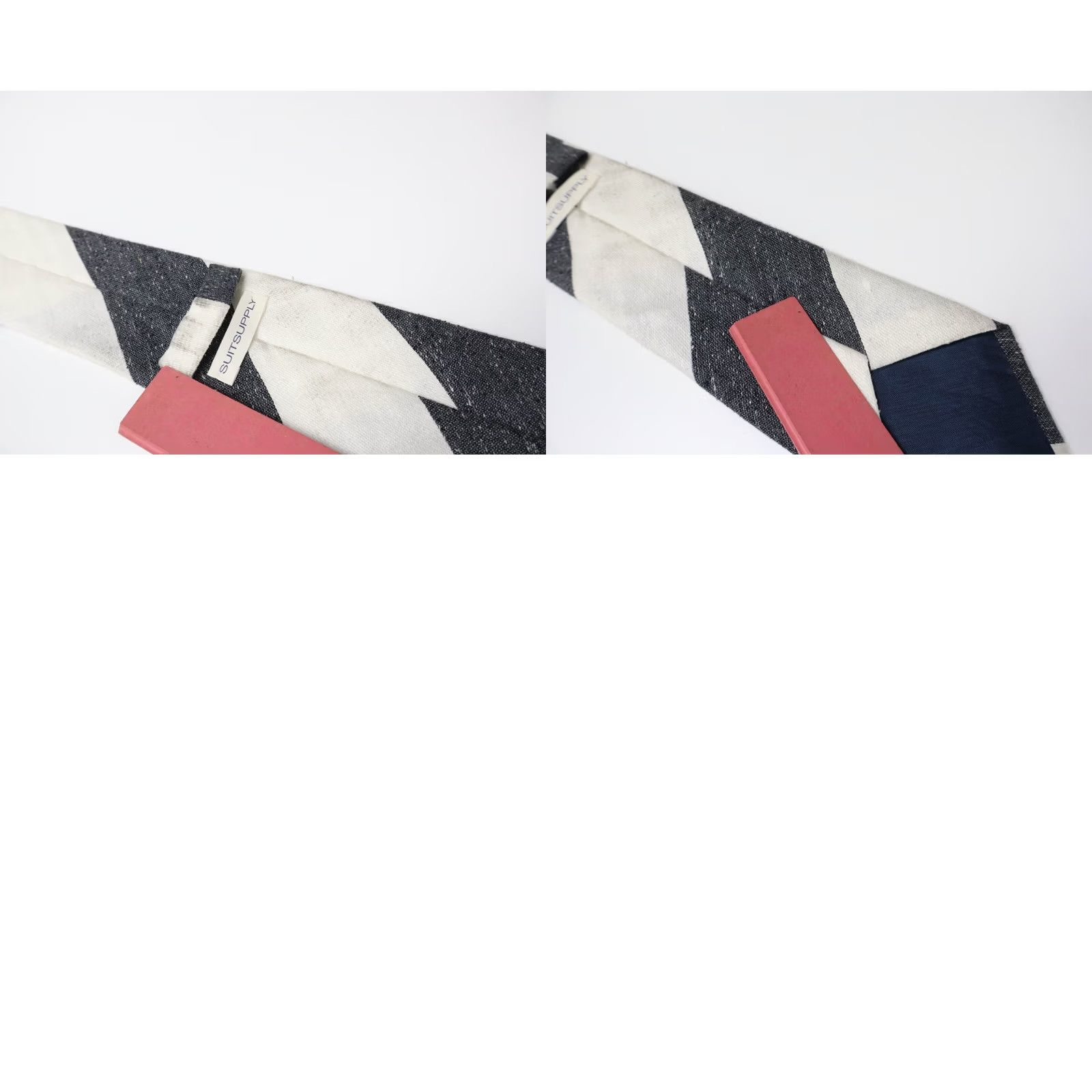 Suitsupply Suitsupply Tie Men's One Size Silk & Linen Blend Pointed Stripe Pattern Size ONE SIZE - 9 Thumbnail