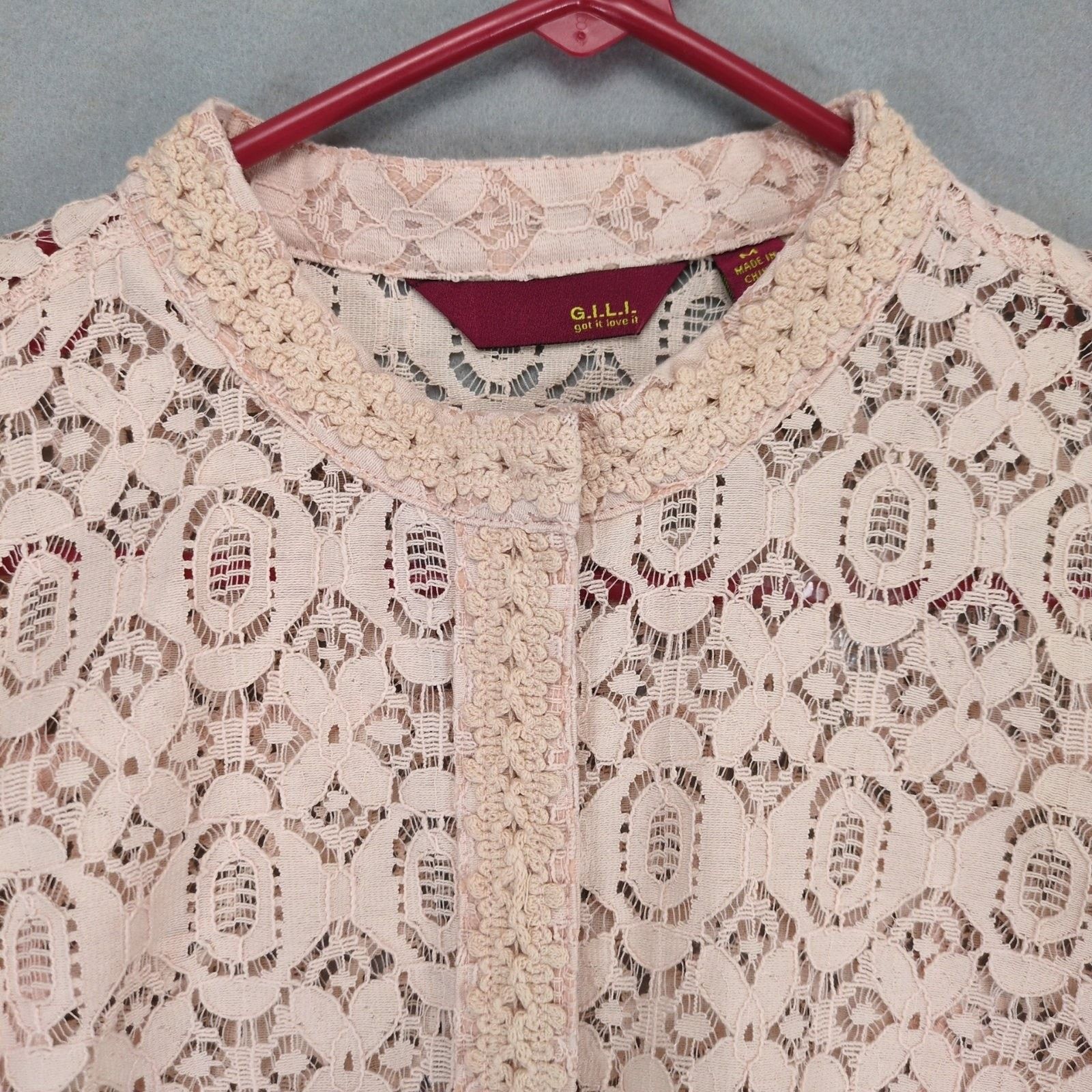Other GILI Size M Pink Eyelet Lace & Crochet Snap-Front Jacket Top Size M / US 6-8 / IT 42-44 - 5 Thumbnail
