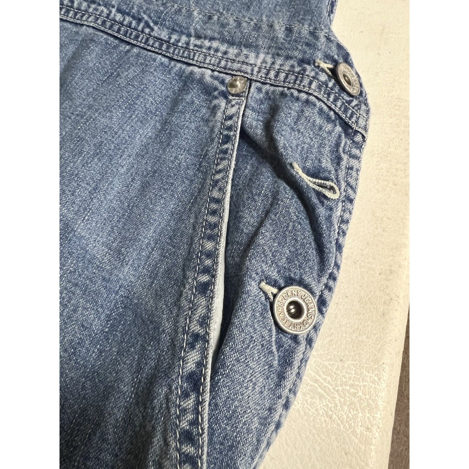 DKNY VINTAGE DKNY Baggy Denim Overalls Bib Jeans Women's Petite PS Blue 90s Y2K Distressed Size 28" / US 6 / IT 42 - 5 Thumbnail