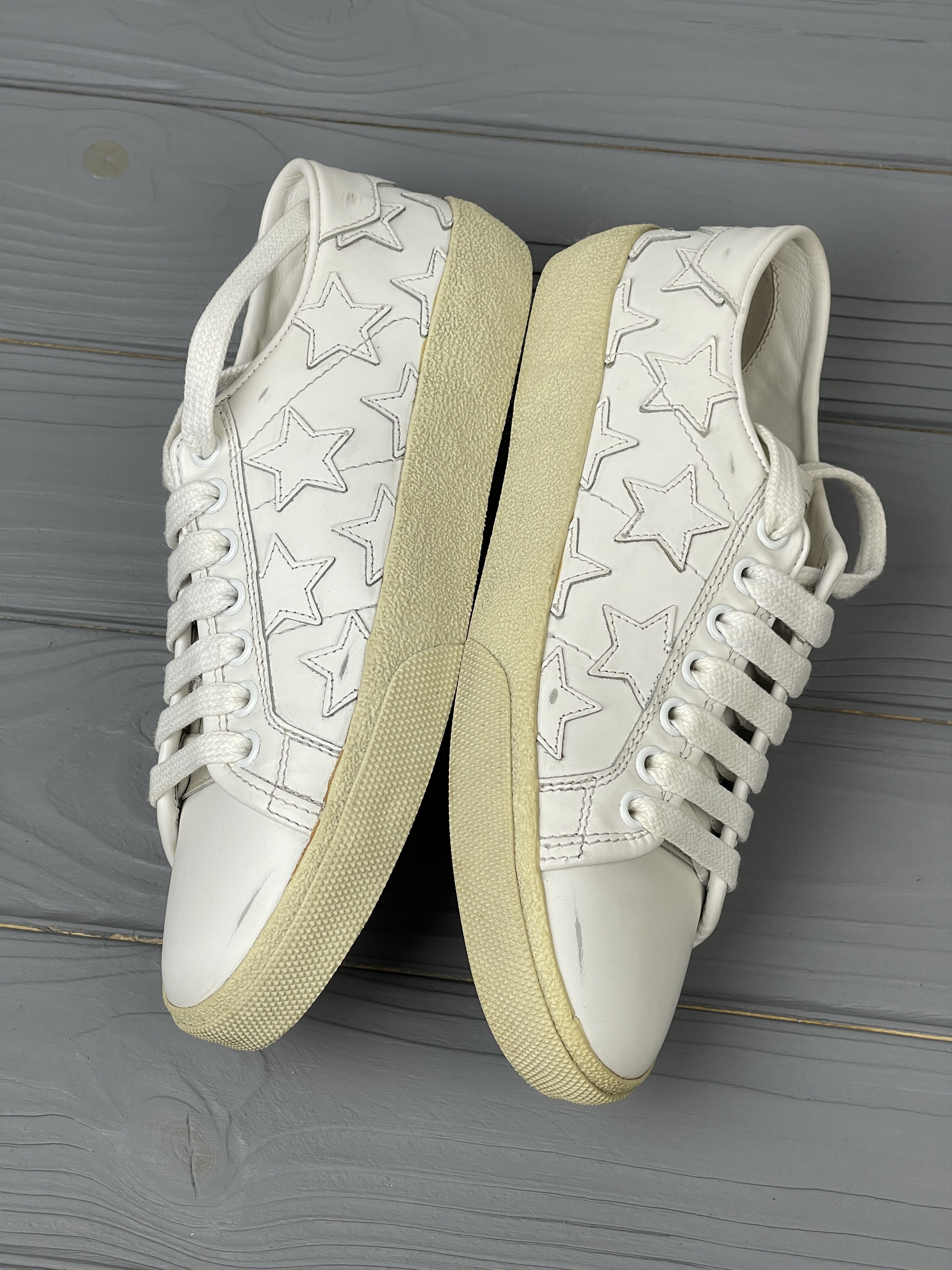 Saint Laurent Paris Saint Laurent Leather Court Stars Sneakers Size US 4.5 / IT 34.5 - 1 Thumbnail