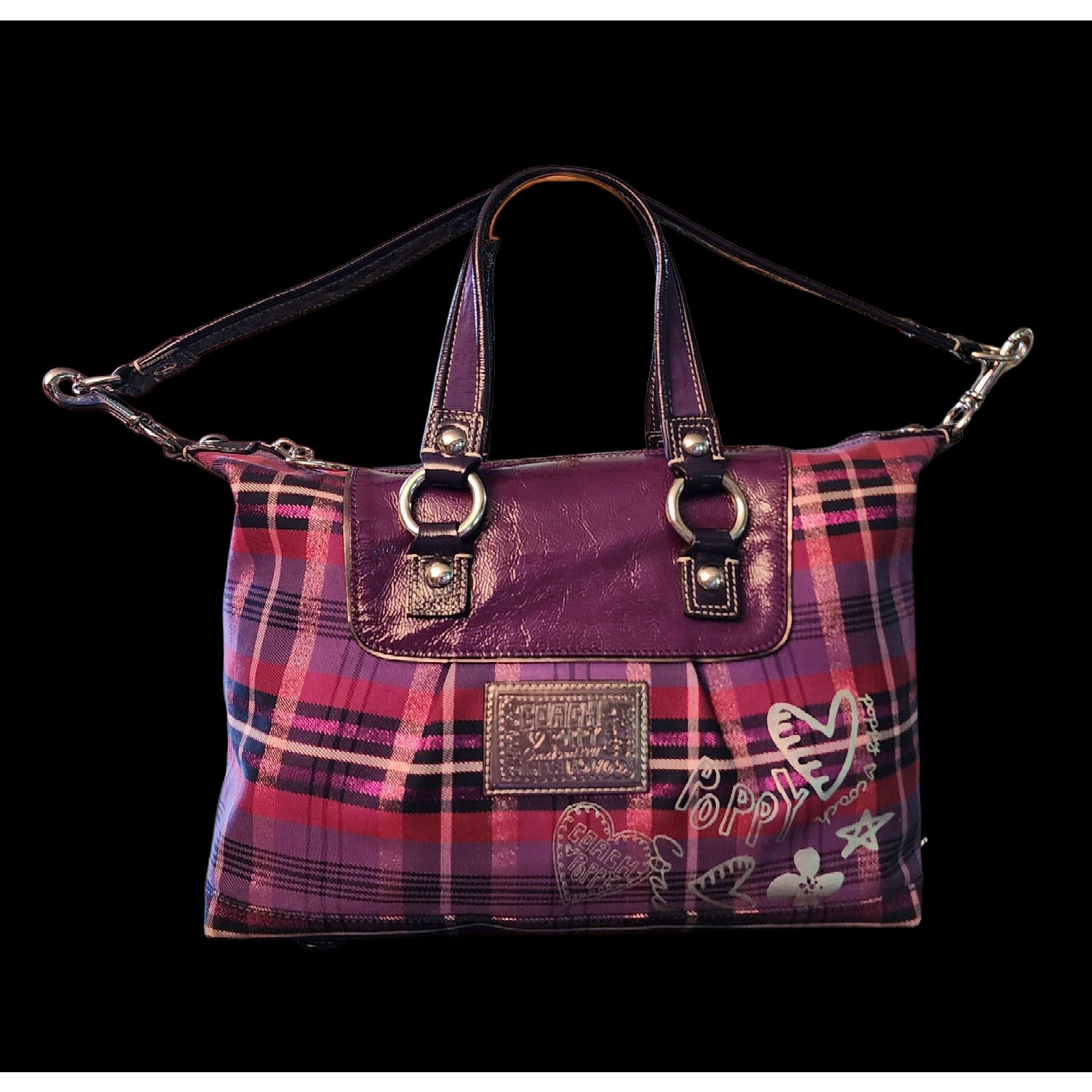 Coach Rare Find Coach Poppy Plaid purple pink metallic handbag Size ONE SIZE - 1 Thumbnail