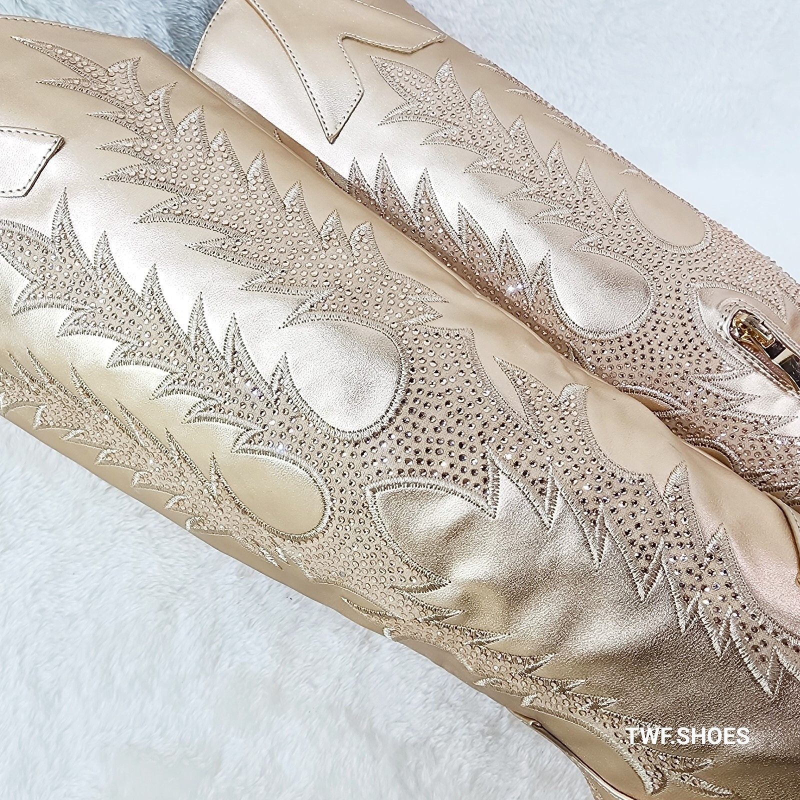 Other Flash Brush Metallic Matte Rhinestone Western Knee High Cowg Size US 7 / IT 37 - 6 Thumbnail