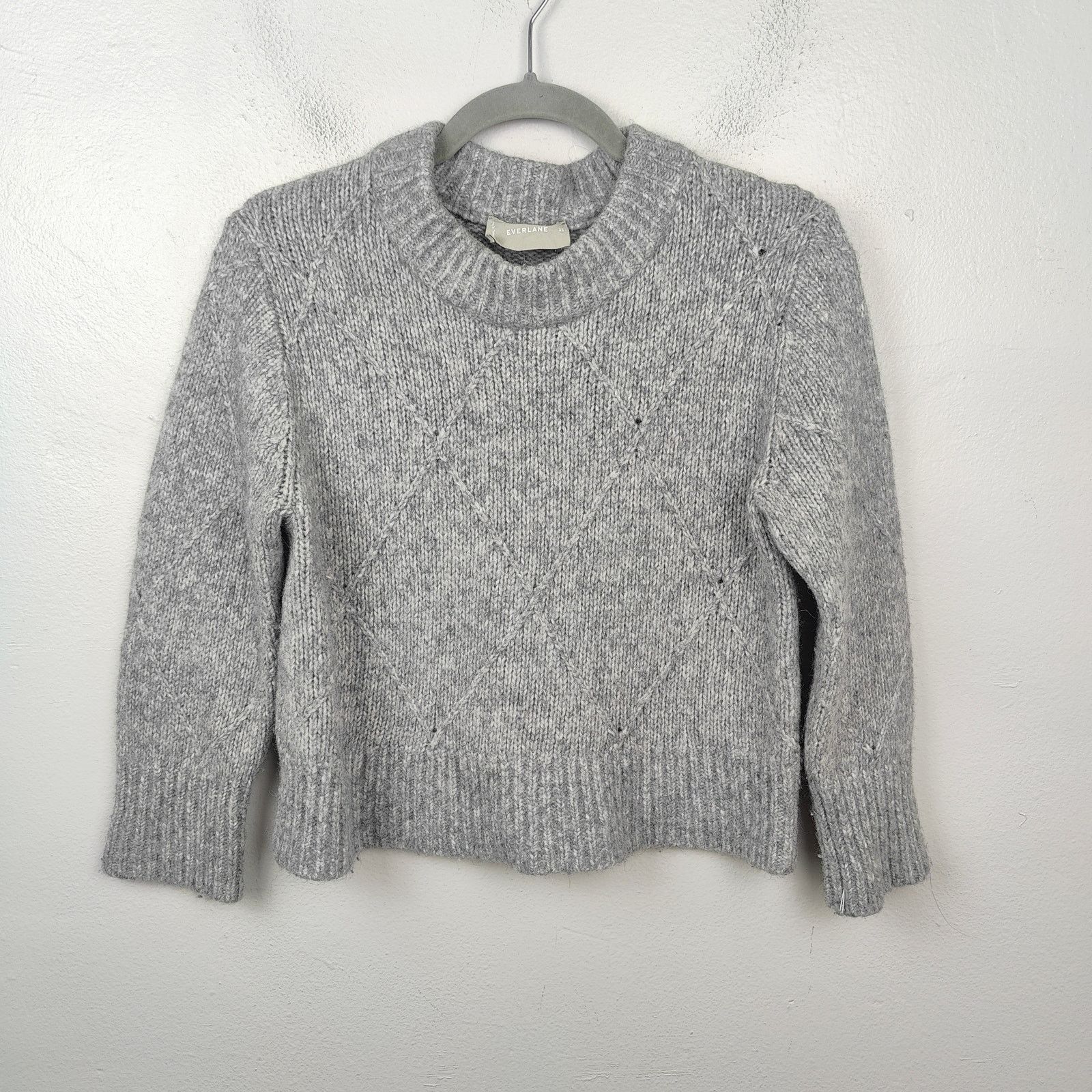 Everlane Everlane The Diamond-stitch Cloud Crew Sweater Women XS Gray Size XS / US 0-2 / IT 36-38 - 1 Thumbnail