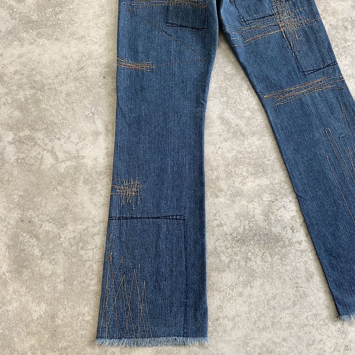 Hysteric Glamour × Vintage VTG 90’s HG Artisanal Zigzag Flared Denim Jeans Size US 27 - 18 Thumbnail