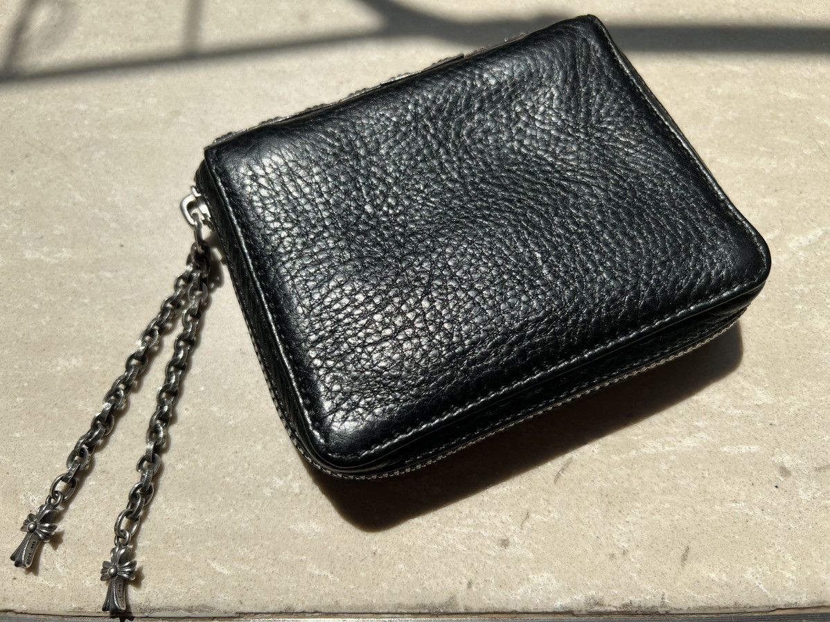 image of Chrome Hearts Studded 3 Side Zip Wallet in Black, Men's