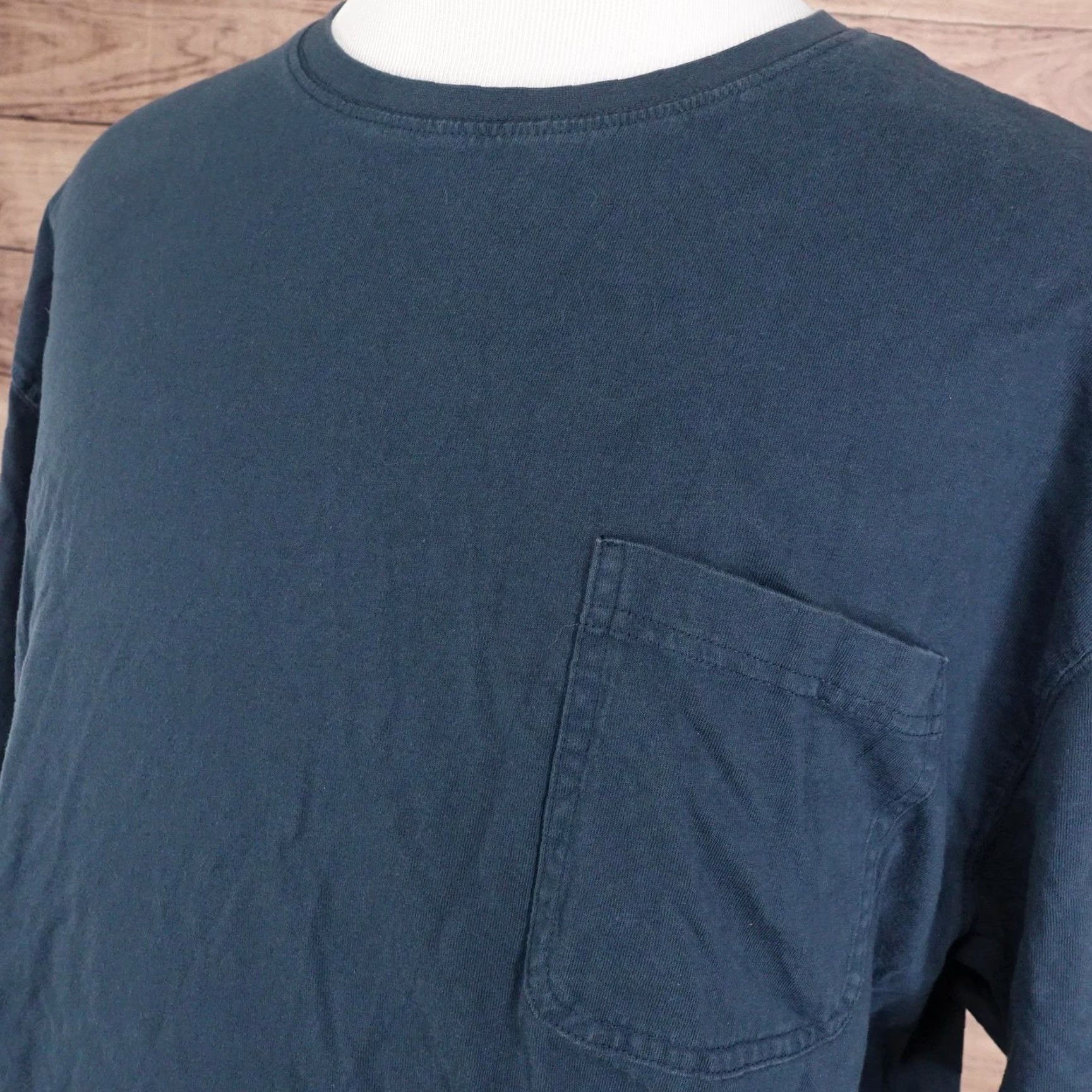 Vintage Red Head Shirt 2XL Blue Crewneck Pocket Tee 100% Cotton Casual Outdoors Mens Size US XXL / EU 58 / 5 - 2 Thumbnail