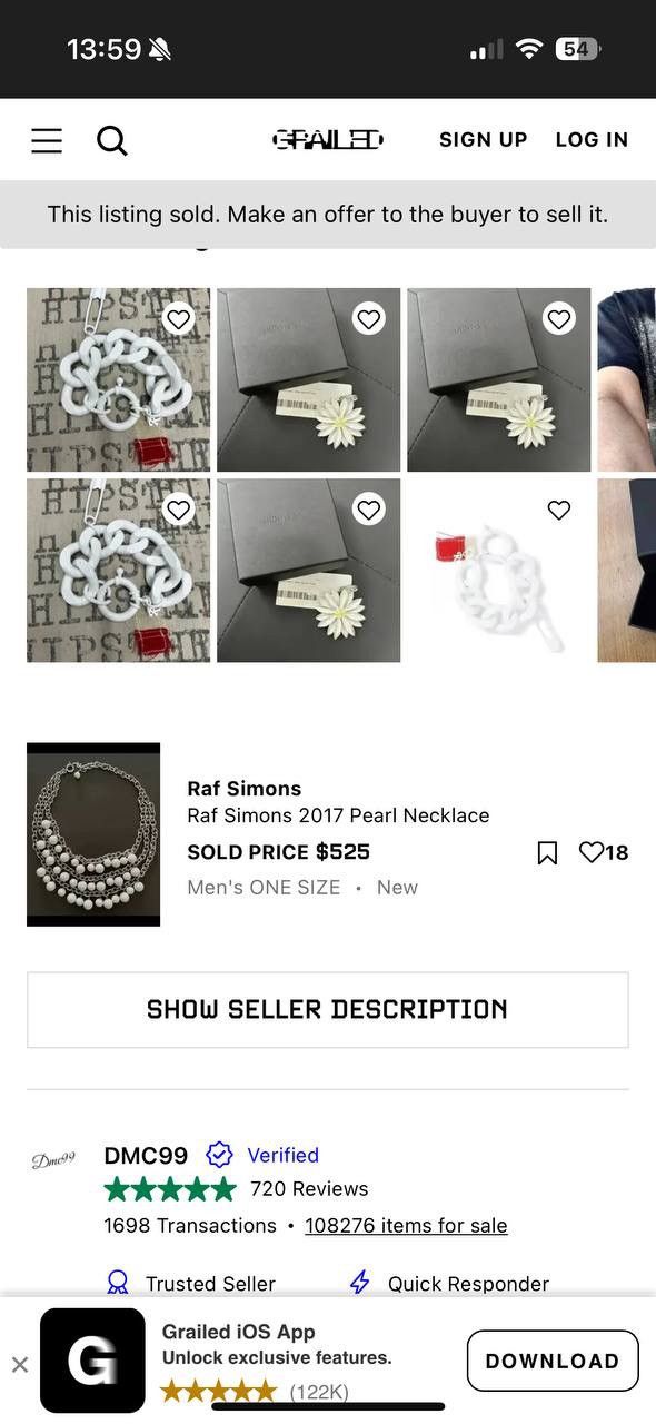 Raf Simons 2017 Pearl Necklace