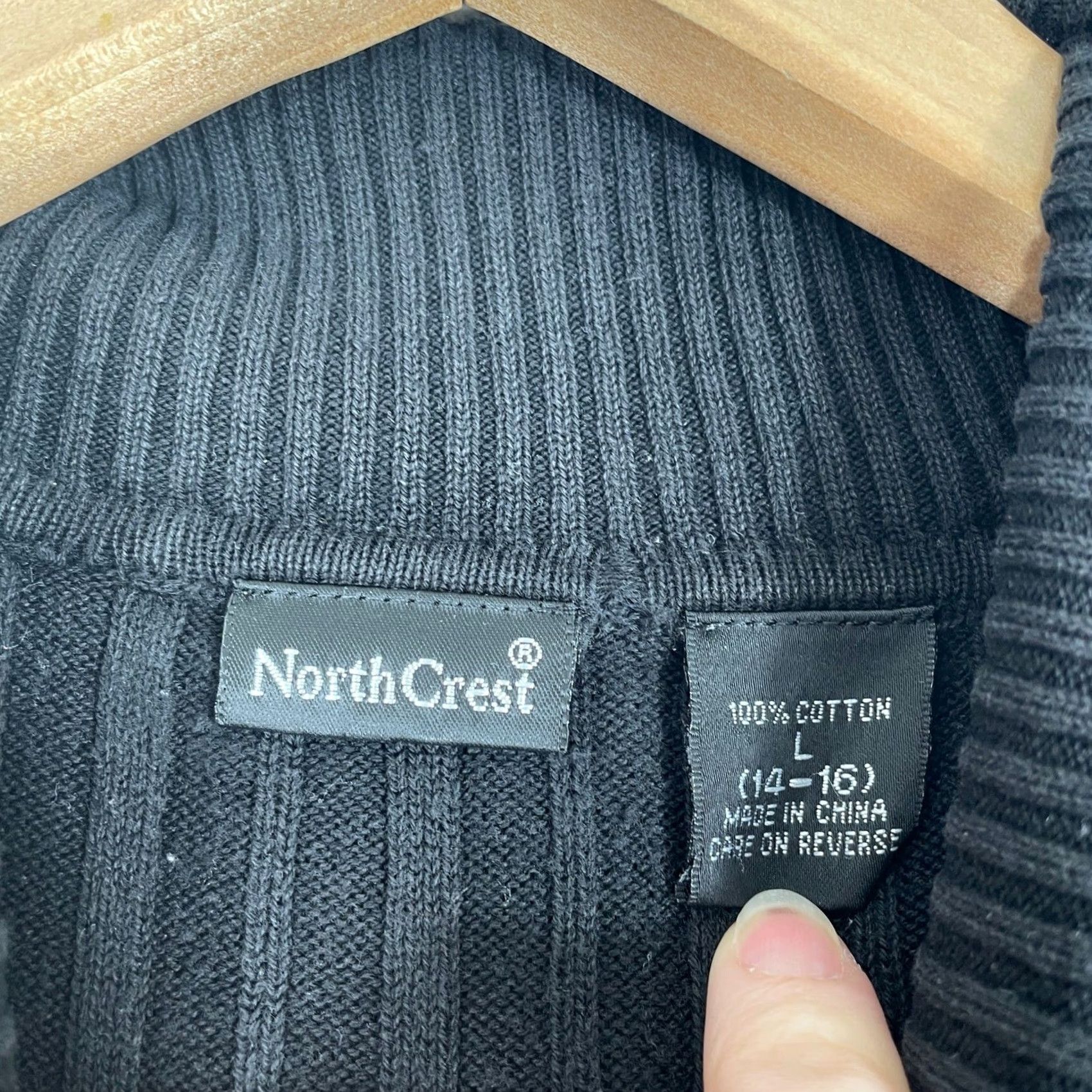 Vintage VINTAGE NorthCrest Sweater Womens Large Black Cable Knit Mock Neck Ribbed Pullover Size L / US 10 / IT 46 - 2 Thumbnail