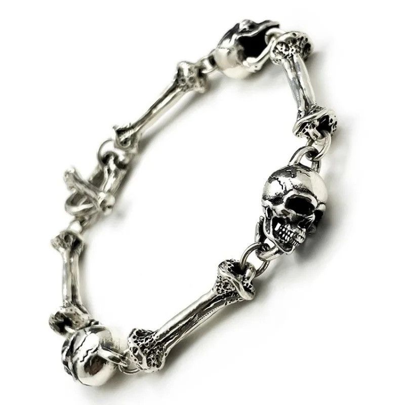 Jewelry Skeleton Charm Metal Skull Chain Bracelets Size ONE SIZE - 2 Thumbnail
