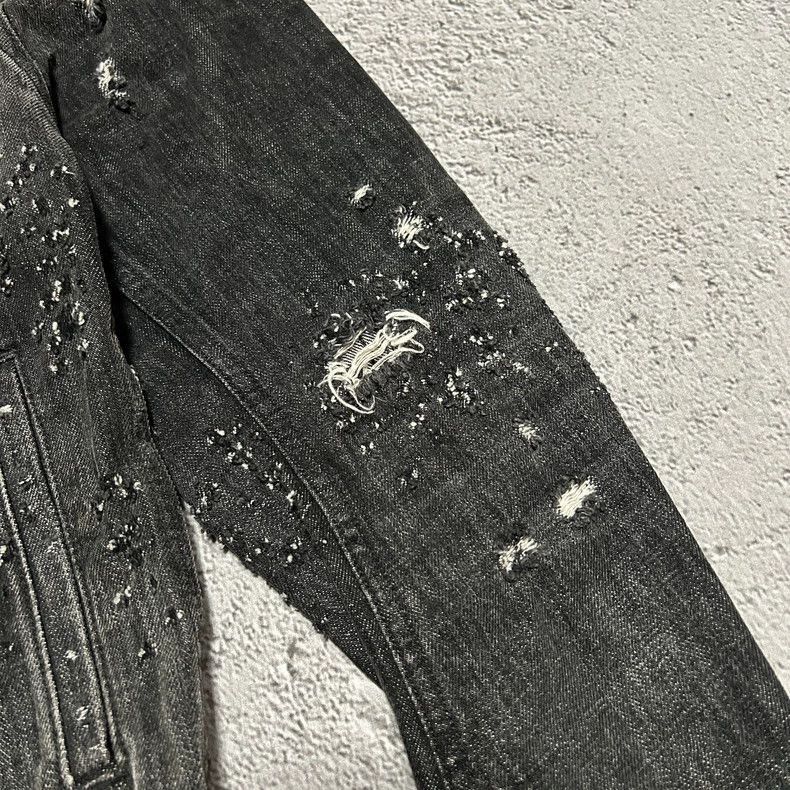 Amiri AMIRI bullet hole damage washed black denim jacket-2506 Size US S / EU 44-46 / 1 - 4 Thumbnail