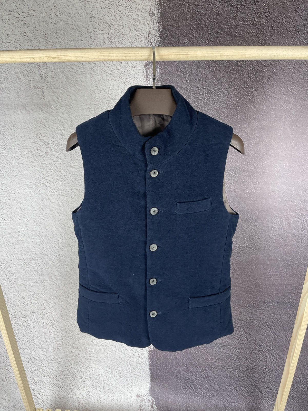 image of Suitsupply Vest Subalpino Padded Waistcoat Cotton Gilet Suit in Blue, Men's (Size Small)