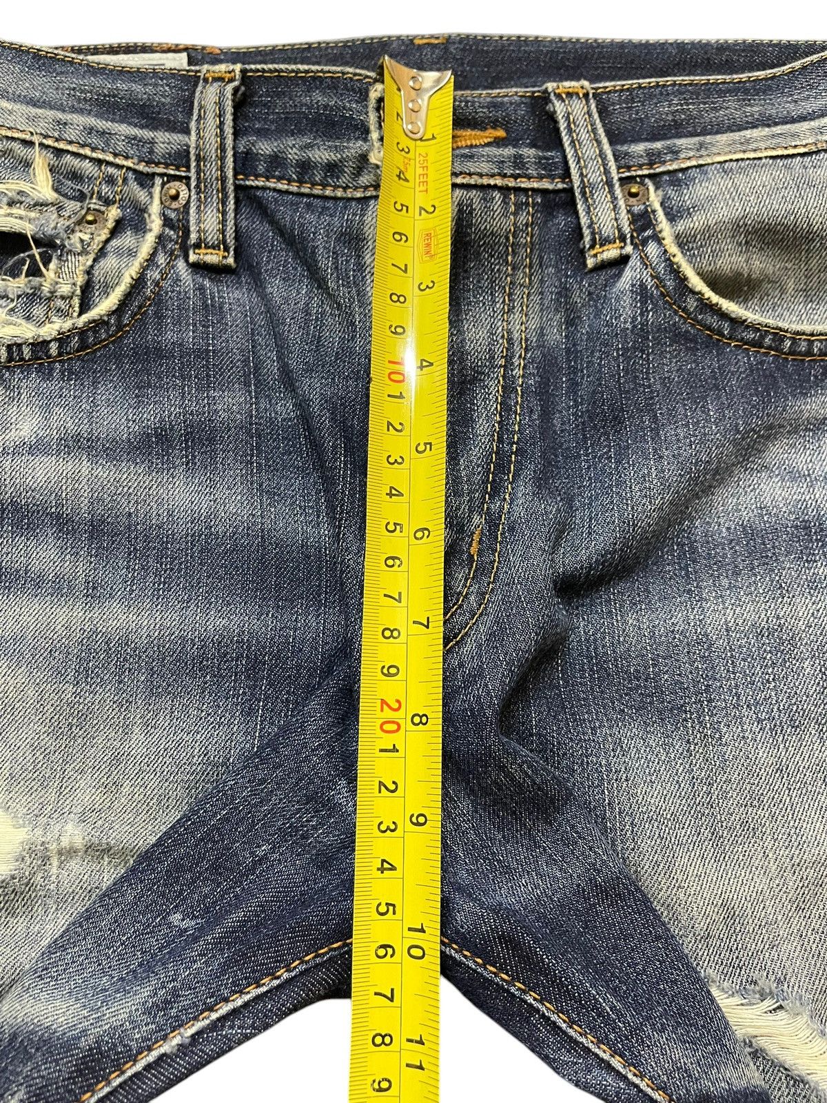 Edwin Vintage Edwin 402 Blue Faded Wash Distress Style Jeans Size US 30 / EU 46 - 16 Thumbnail
