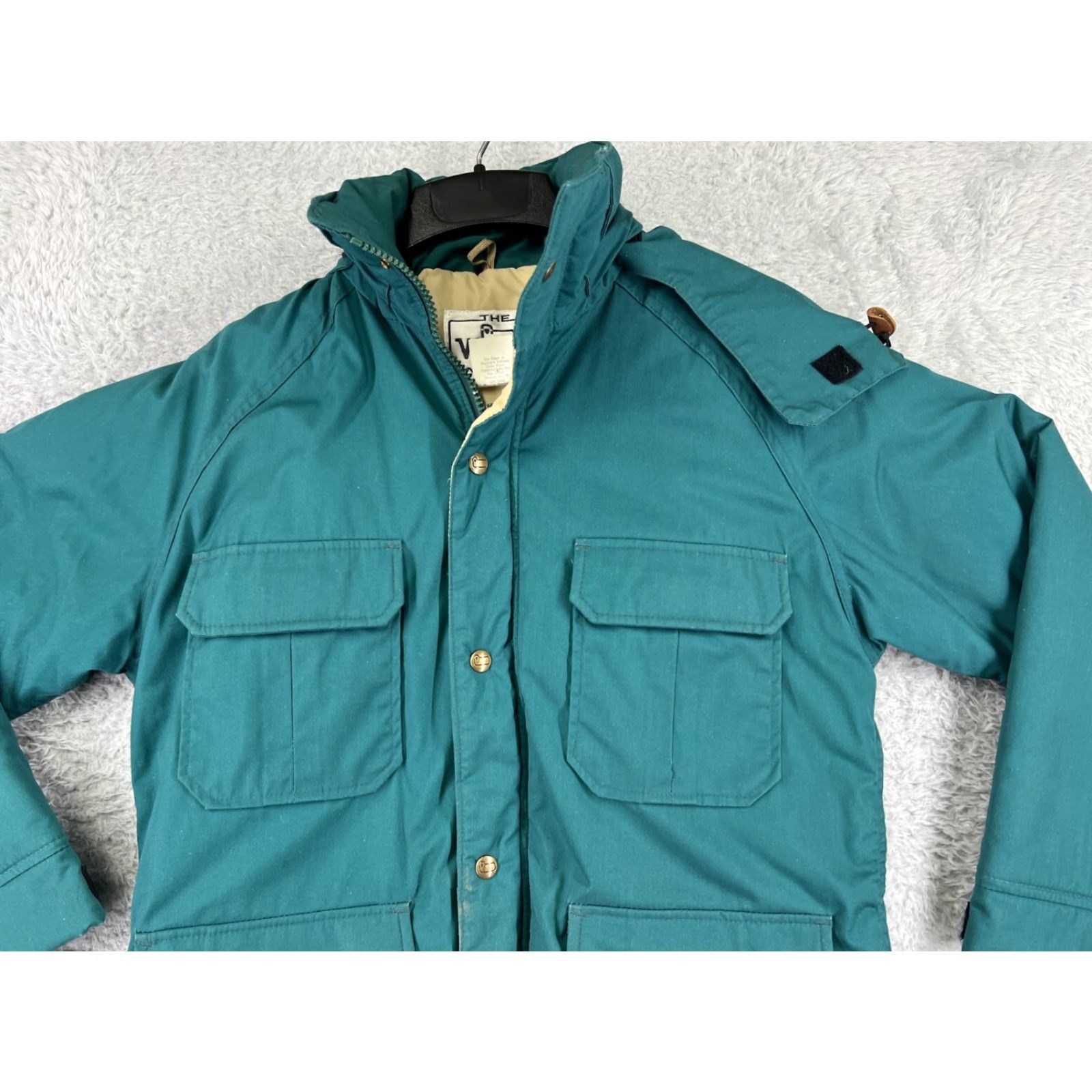 Vintage Woolrich Jacket Womens M Teal Hooded Pockets Winter Coat Polyester Knit All Seasons Long Sleeve Modern Overcoat Casual Everyday Size M / US 6-8 / IT 42-44 - 4 Thumbnail