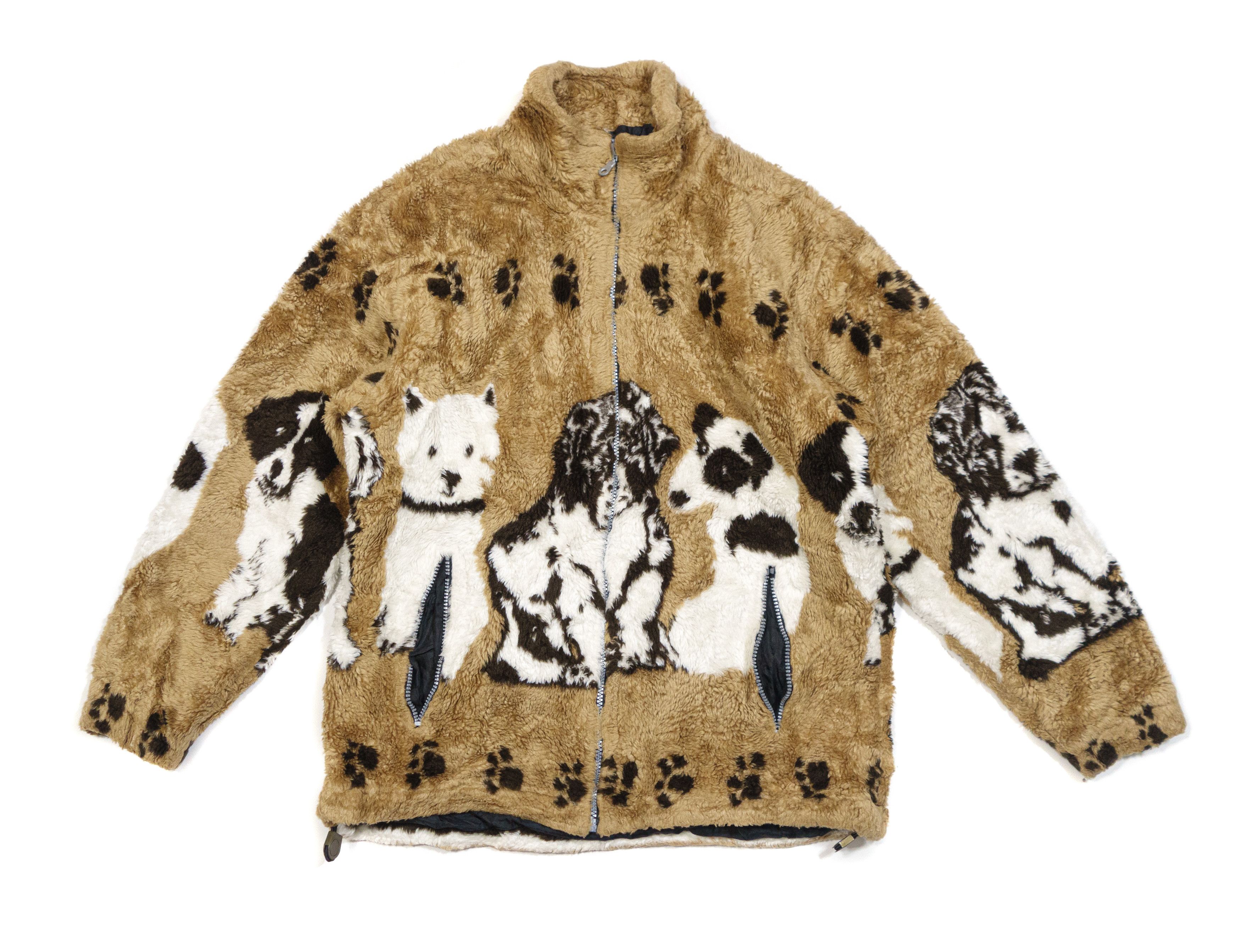 Vintage 90S Puppies All Over Y2K Fleece Sherpa Size US L / EU 52-54 / 3 - 1 Thumbnail