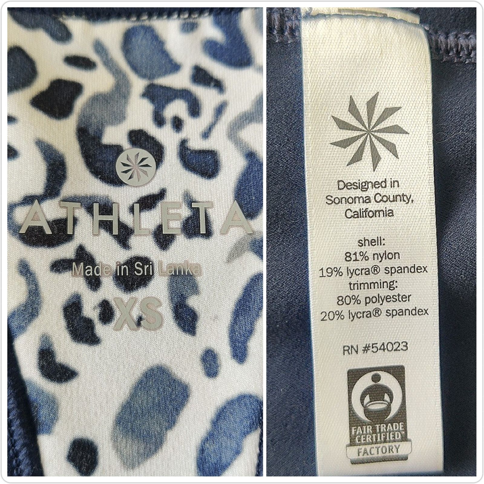 Athleta Mix Inversion navy & white cheetah print athletic tank top Size XS / US 0-2 / IT 36-38 - 8 Thumbnail