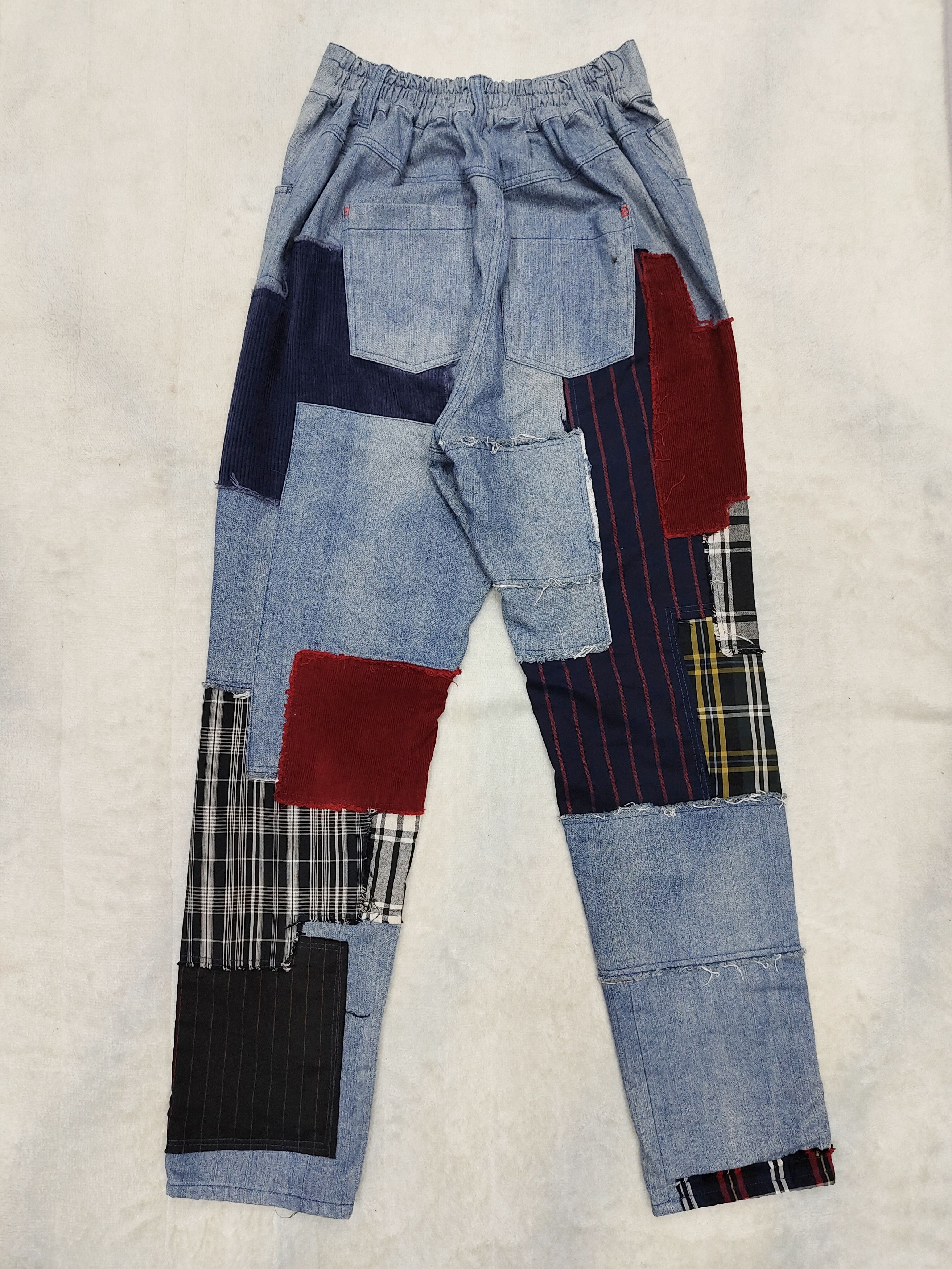 Japanese Brand KOHAKU🇯🇵 Pacthwork Multi Pabric Repairwork Denim Pants Size US 32 / EU 48 - 3 Thumbnail