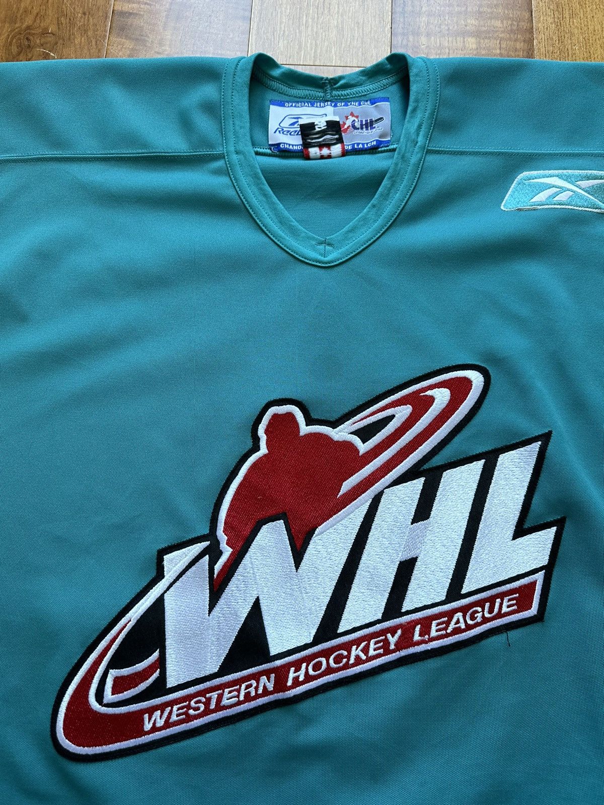 Reebok Vintage 90s Reebok WHL CHL Fight Strap Authentic Teal Jersey Size US XXL / EU 58 / 5 - 6 Thumbnail