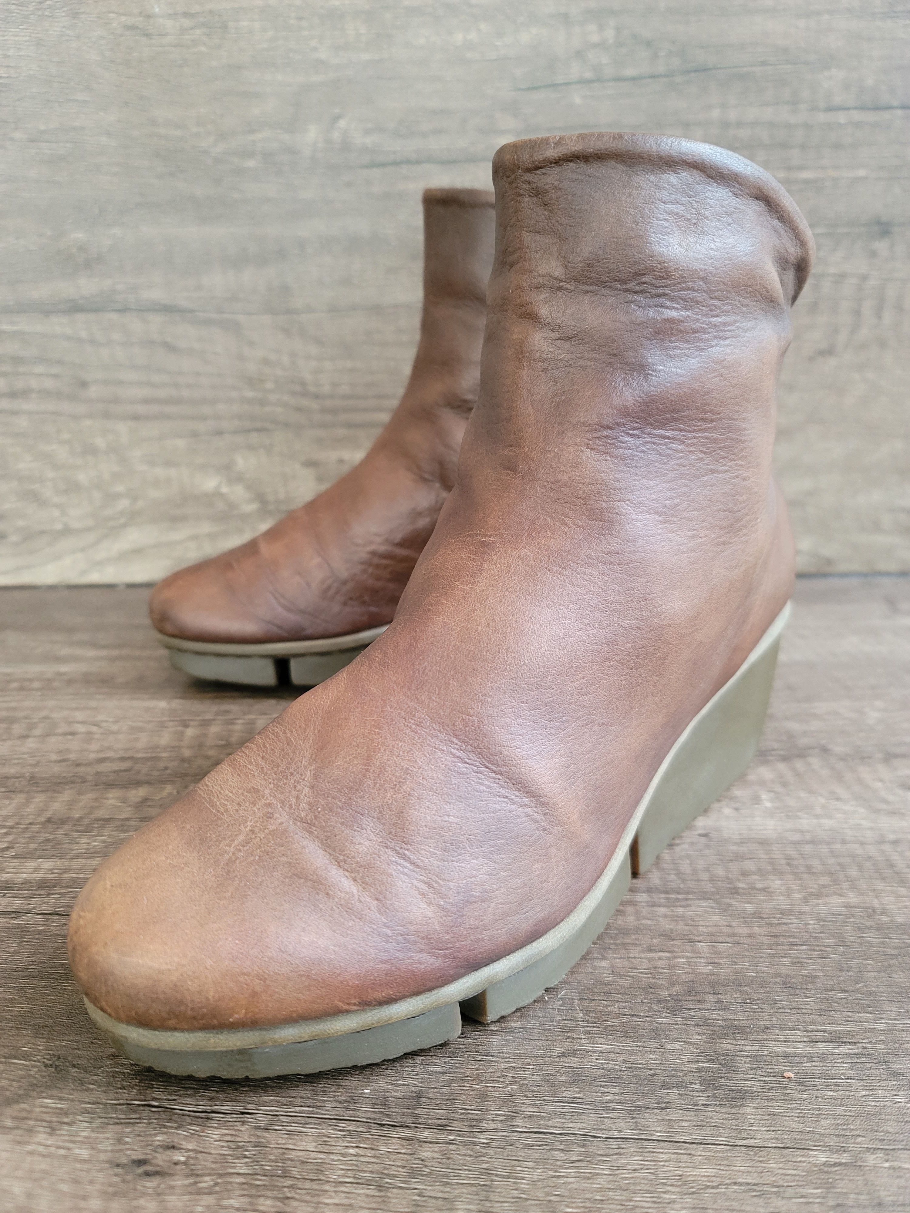 Trippen Trippen Brown Leather Platform Ankle Boots Sz 37 US 6.5-7. Size US 7 / IT 37 - 4 Thumbnail
