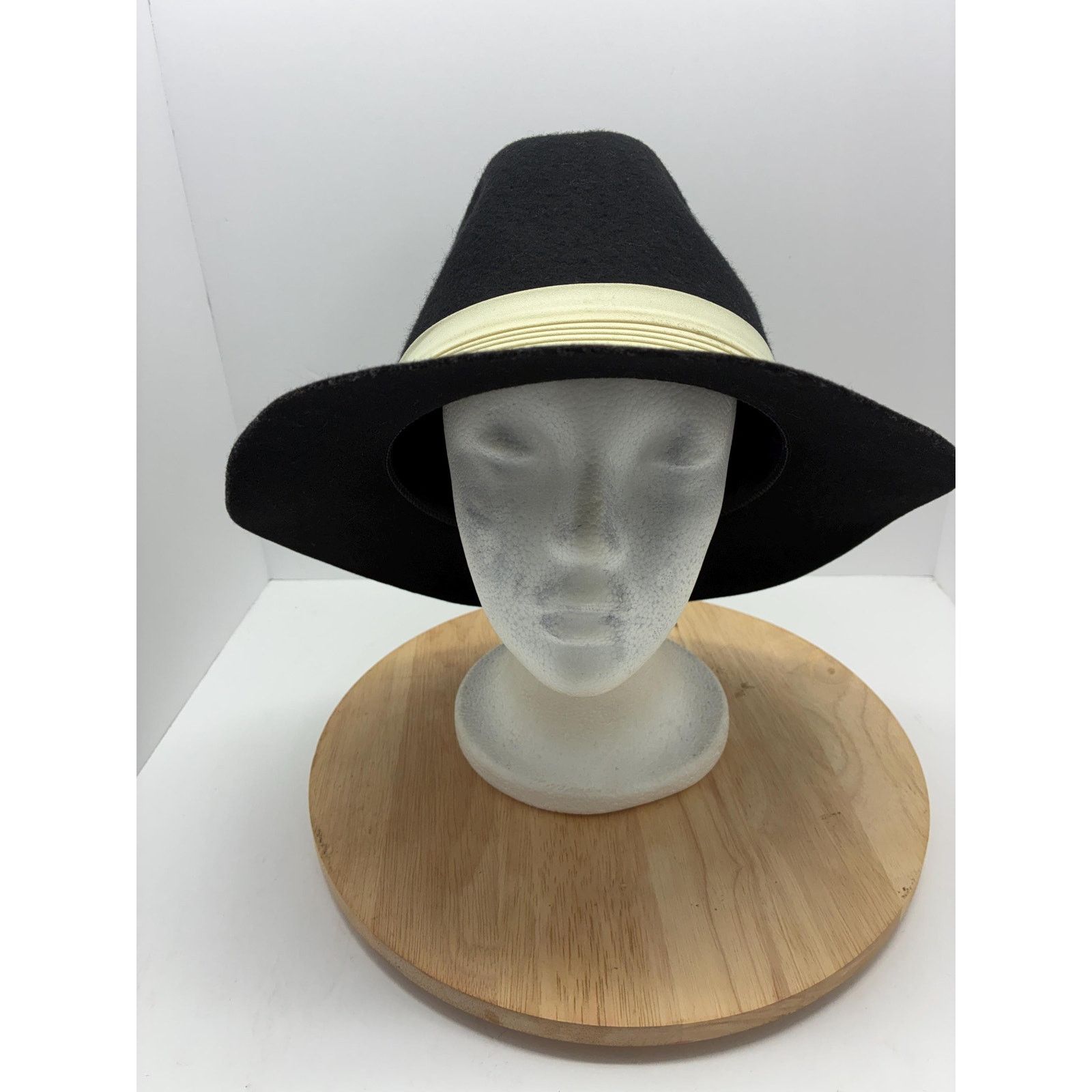 Other Vintage Mobster Style Wool Hat Black Wide Brim Fedora Size ONE SIZE - 1 Thumbnail