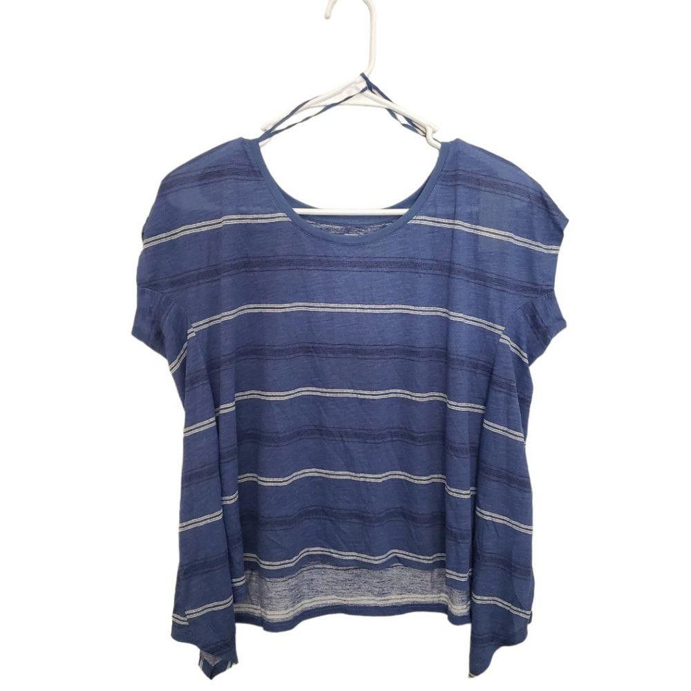 Designer CT541 AEO NWT Blue Ladies Short Sleeve Striped T-shirt XS Size XS / US 0-2 / IT 36-38 - 1 Thumbnail