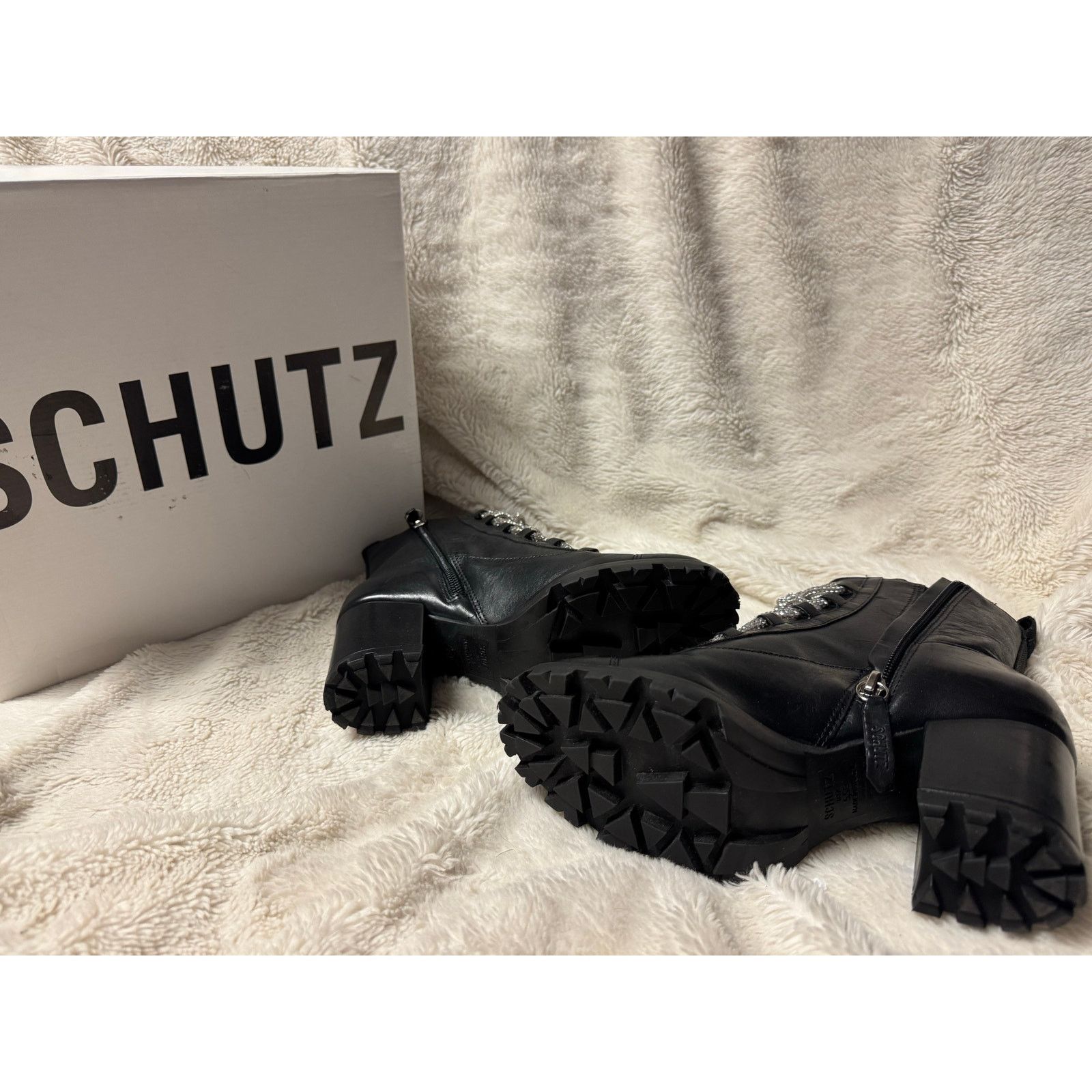 SCHUTZ Schutz Pearl Combat Lace-Up Boots Black Leather Size 8.5 New Size US 8.5 / IT 38.5 - 7 Thumbnail