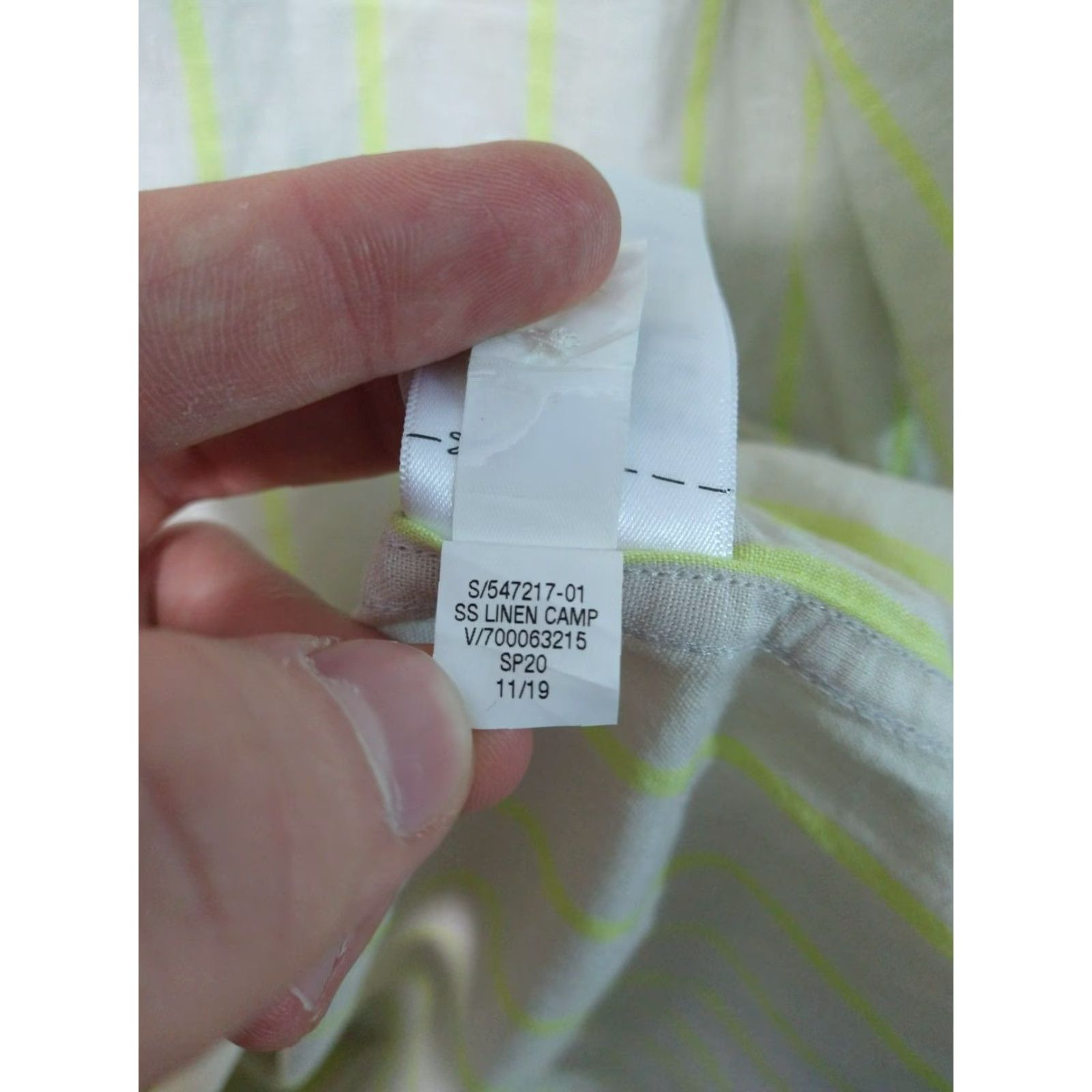 Banana Republic Banana Republic Shirt Mens Large Beige Stripe Linen Blend Hawaiian Slim Fit Shirt Size US L / EU 52-54 / 3 - 7 Thumbnail