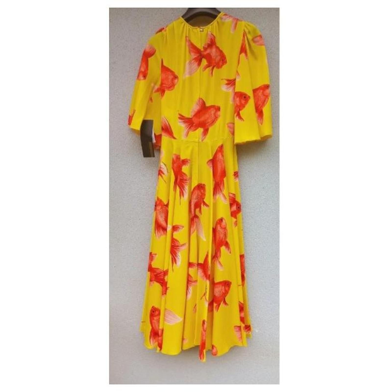 Dolce & Gabbana o1y0825 Midi Dress in Yellow/Red Size S / US 4 / IT 40 - 2 Thumbnail