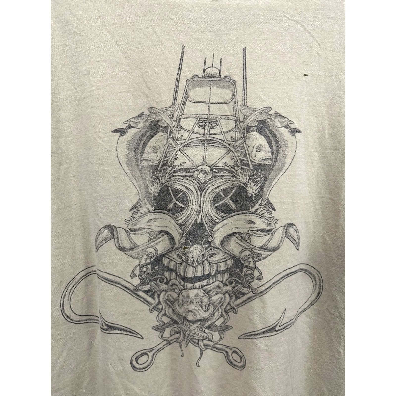 Vintage VTG Salt Life T-Shirt Pocket Shirt XL Brown Mens Distressed Faded Worn Thin Thick Thrashed Ocean Fishing Skull Grunge Art 90s Inspired Size US XL / EU 56 / 4 - 3 Thumbnail