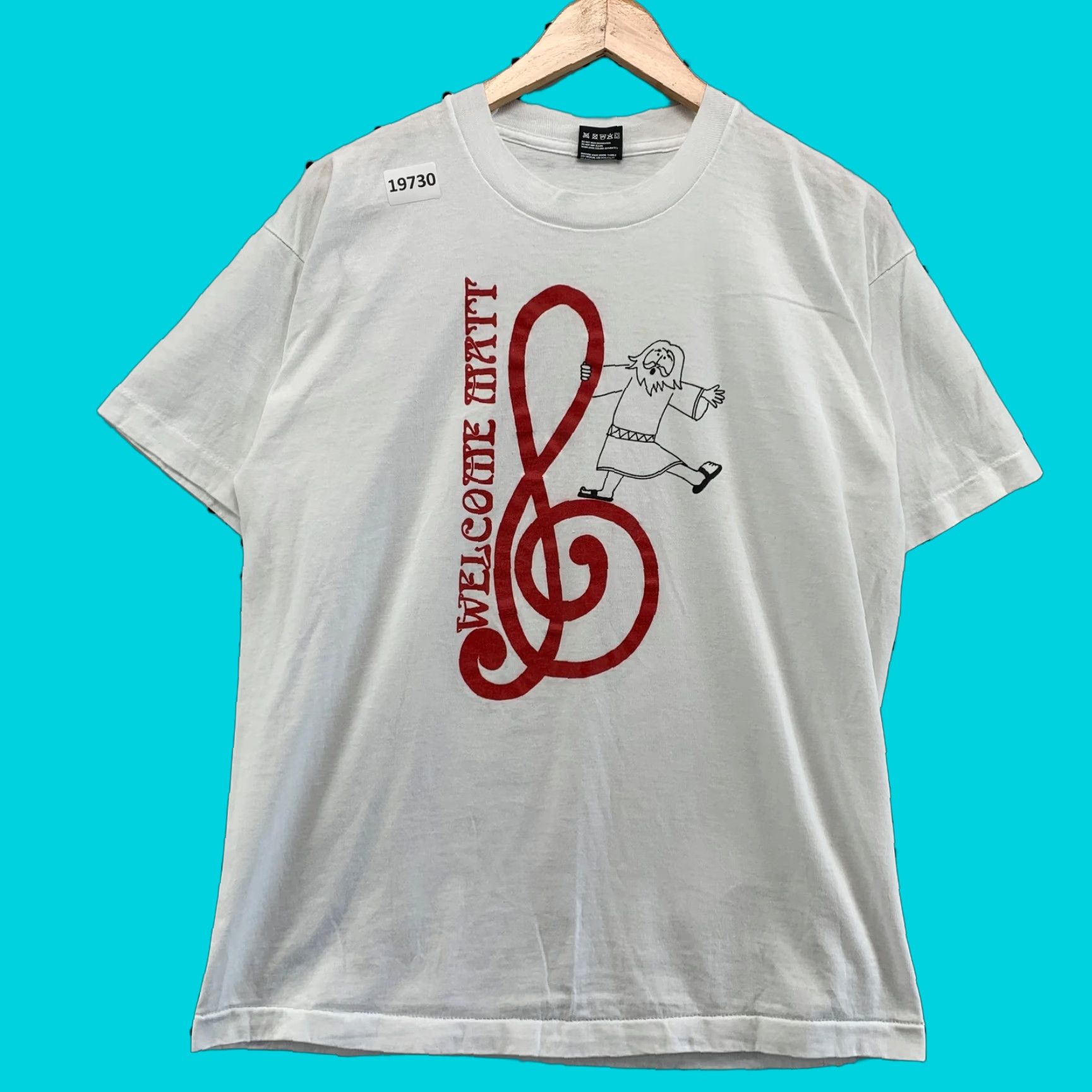 Fruit Of The Loom VINTAGE Welcome Matt Treble Clef Shirt Mens L White 90s Cotton Tee, Fruit of the Loom T-Shirt, Crew Neck, Short Sleeve, 20.5x27.5 Size US L / EU 52-54 / 3 - 1 Thumbnail