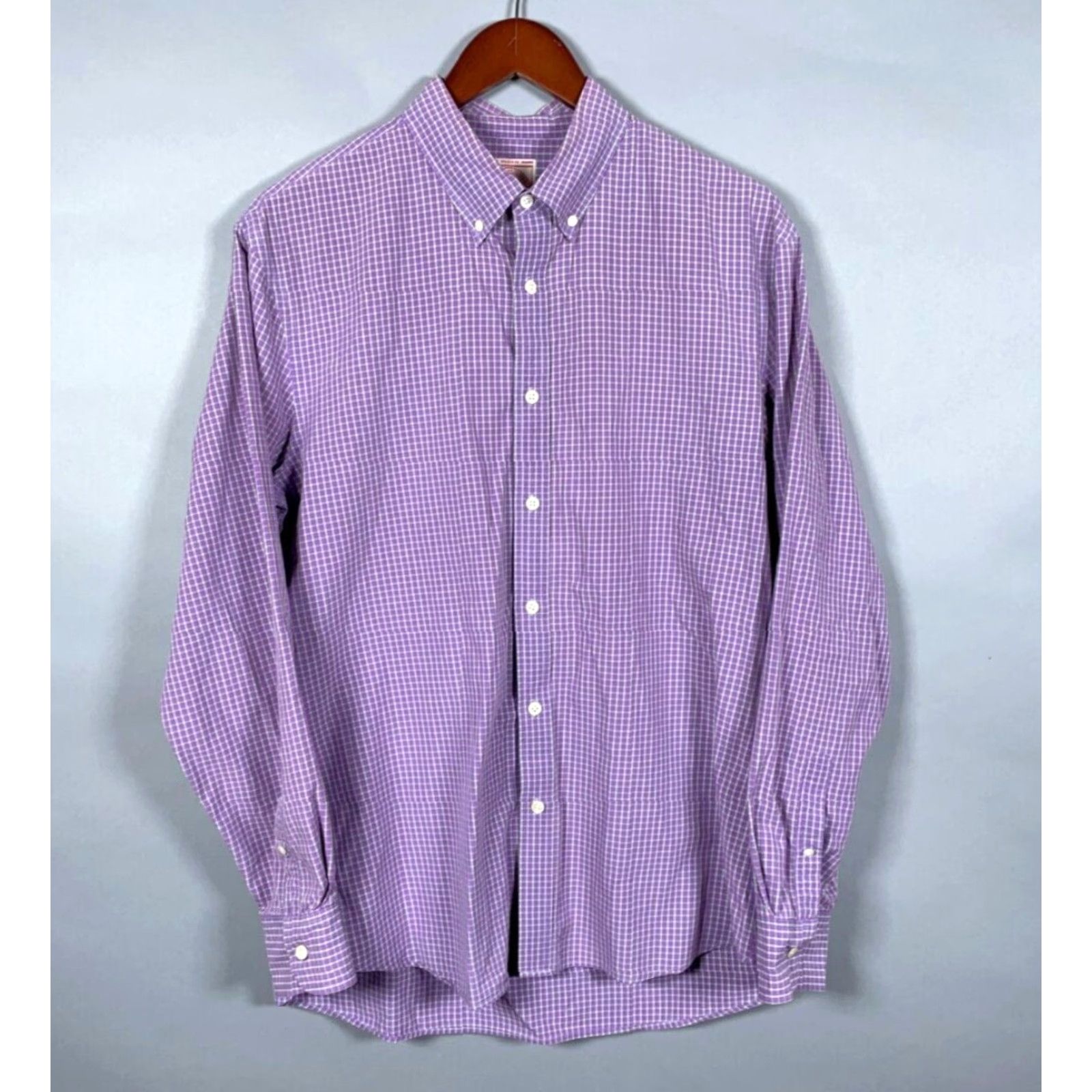 Vintage J. Press Check Pattern Button-Up Shirt Adult XL Purple Gray Slim Fit 90s Mens Size US XL / EU 56 / 4 - 2 Thumbnail