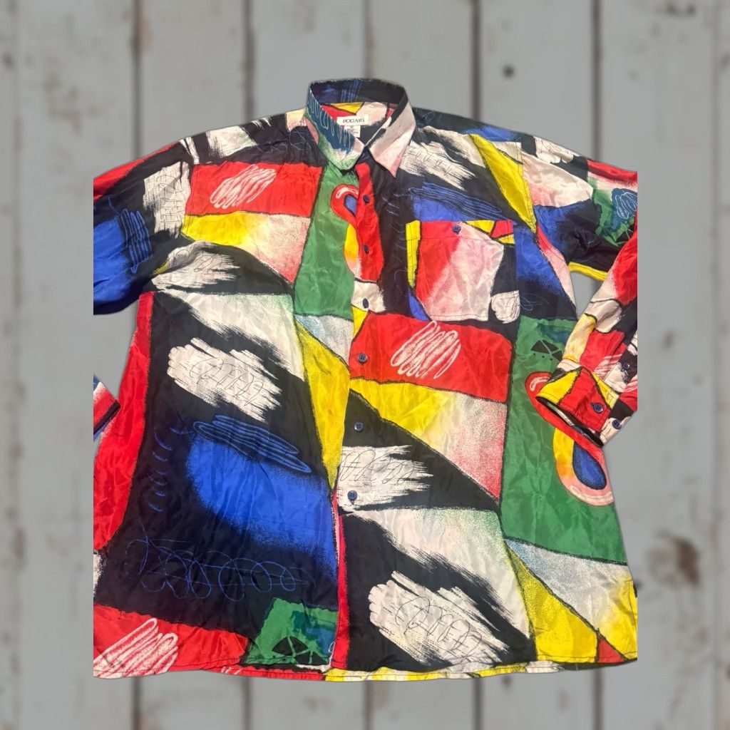 Vintage VINTAGE Bogari Abstract Button Up 100% Silk Shirt Long Sleeve Multi Size M Size M / US 6-8 / IT 42-44 - 1 Thumbnail