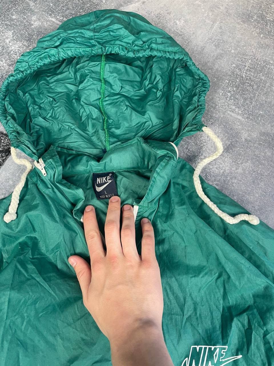 Nike × Vintage Vintage RARE 80s Made in USA Nike nylon track jacket Size US L / EU 52-54 / 3 - 4 Thumbnail