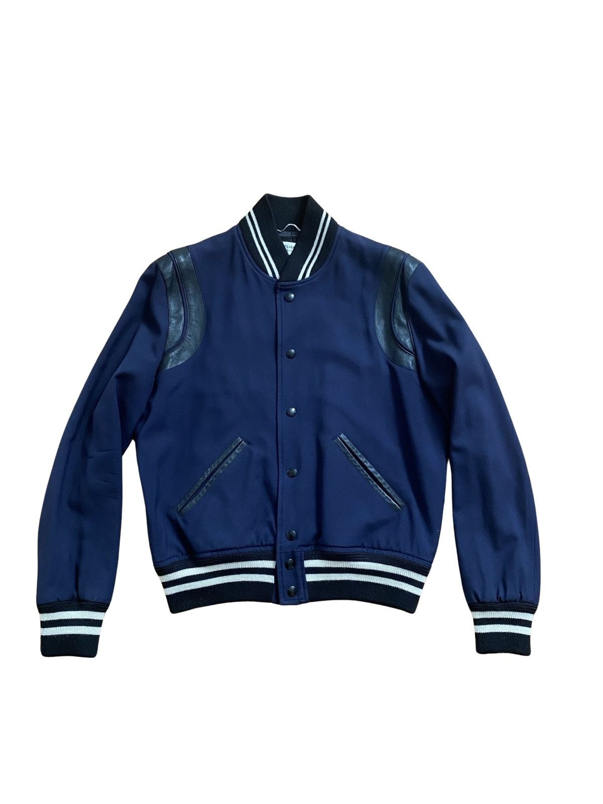 image of Saint Laurent Paris Saint Laurent Navy Blue/black Jacket/size 50, Men's (Size Small)