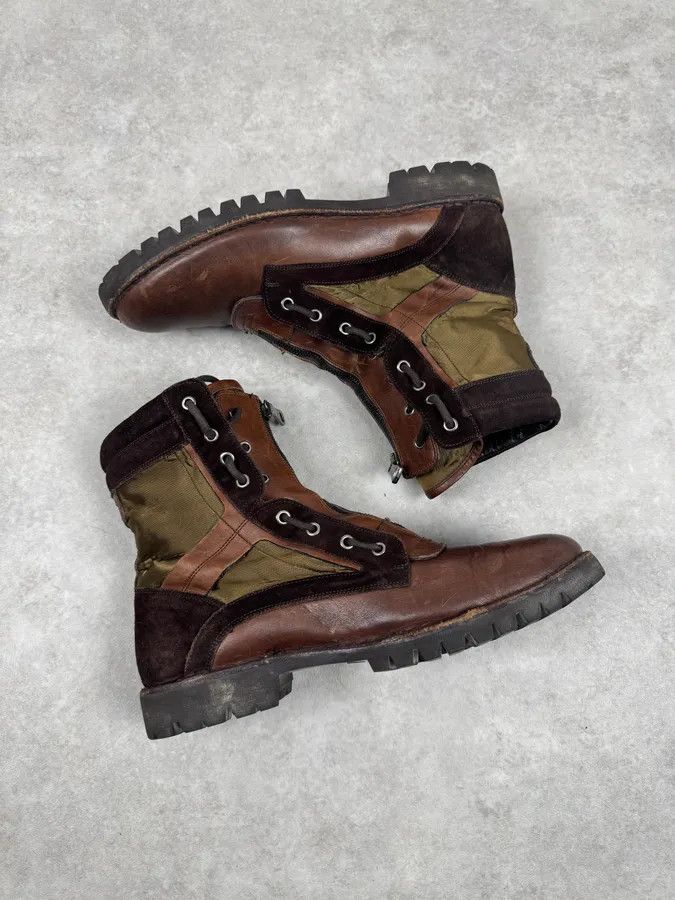 Dolce & Gabbana 2000s Dolce & Gabbana Brown Leather & Olive High Boots Size US 9 / EU 42 - 2 Thumbnail