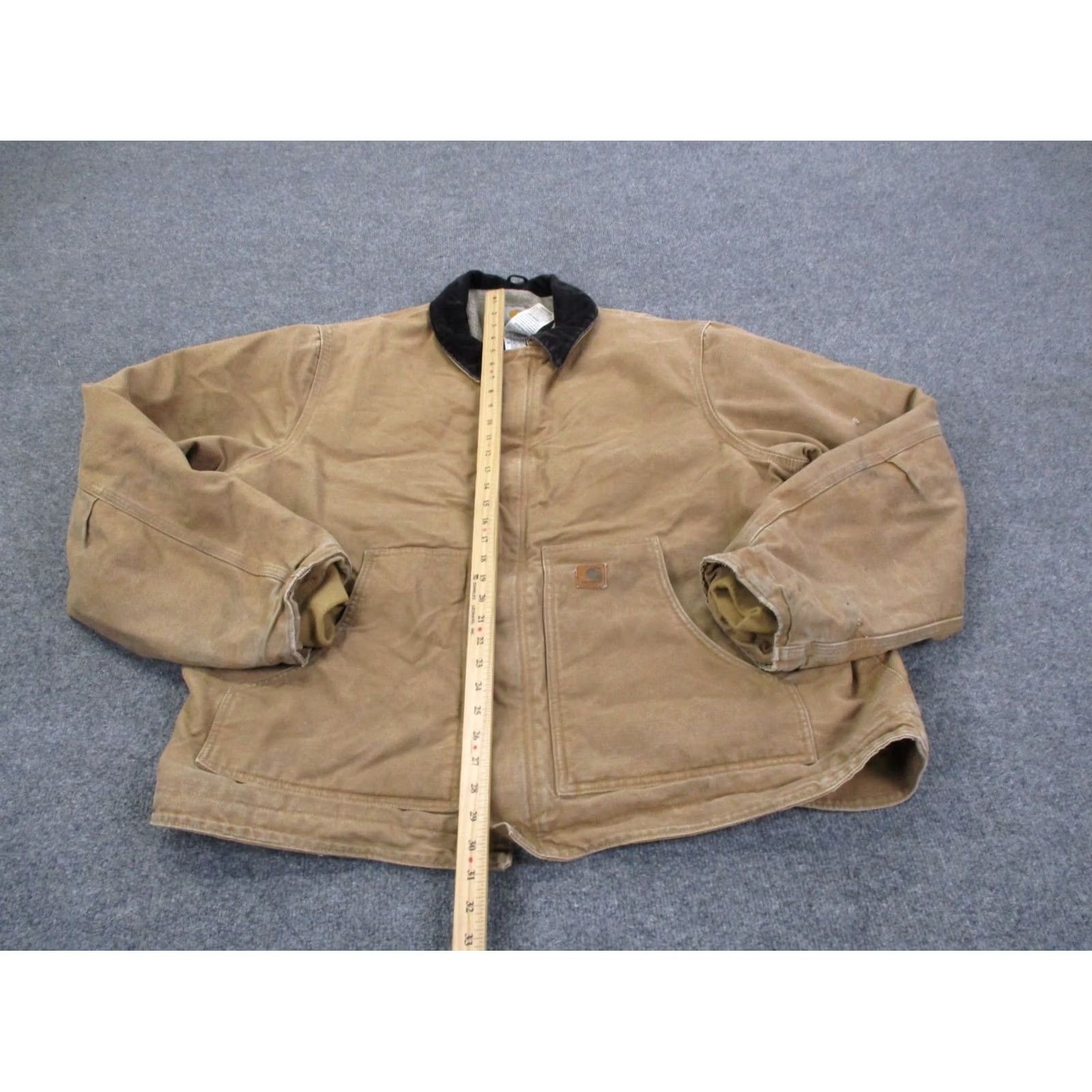 Carhartt Carhartt Jacket Mens 2XLT Beige Chore Coat Sherpa Lined Outdoors Work J184 CML Jacket 2XLT Brown Full Zip Cotton Canvas Windbreaker Mens Size US XXL / EU 58 / 5 - 3 Thumbnail