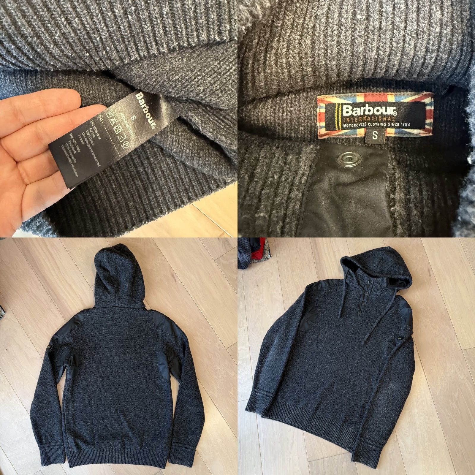 Barbour Barbour Wool Sweater Small Dark Gray Hooded Pullover Casual Workwear Mens Knit Logo 90s Vintage not required Size US S / EU 44-46 / 1 - 8 Thumbnail
