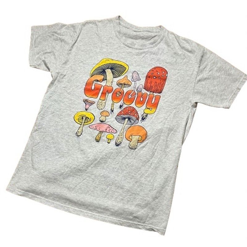 Vintage Vintage Trippy Mushrooms Fungi Psychedelic Grey T Shirt Size US M / EU 48-50 / 2 - 1 Thumbnail
