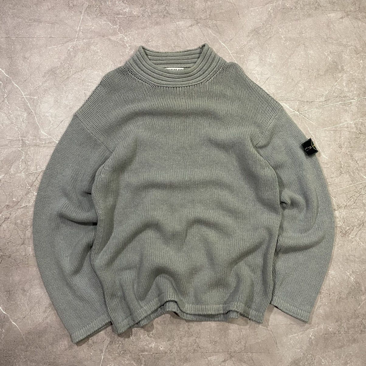 image of Massimo Osti x Stone Island Vintage Stone Island A/w 97 Knit Wool Turtleneck Sweater 90's in Grey (