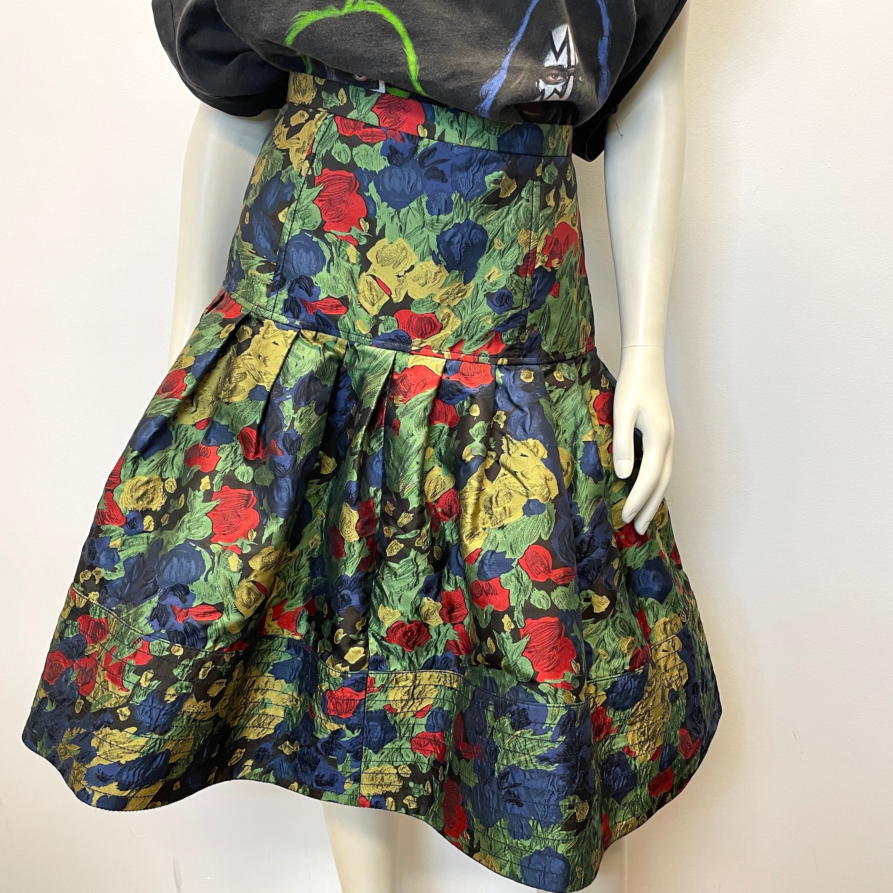 Oscar De La Renta Oscar De La Renta Fall '08 Vintage Designer Floral Silk Jacquard Skirt Made In USA Size 29" Size 24" / US 00 / IT 34 - 3 Thumbnail