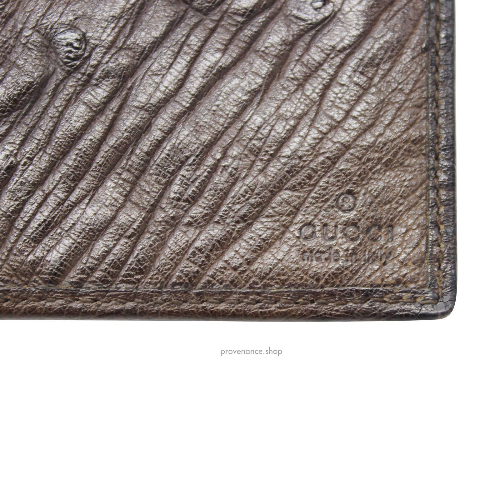 Gucci 🔴 Gucci Long Wallet - Olive Brown Ostrich Leather Size ONE SIZE - 8 Thumbnail
