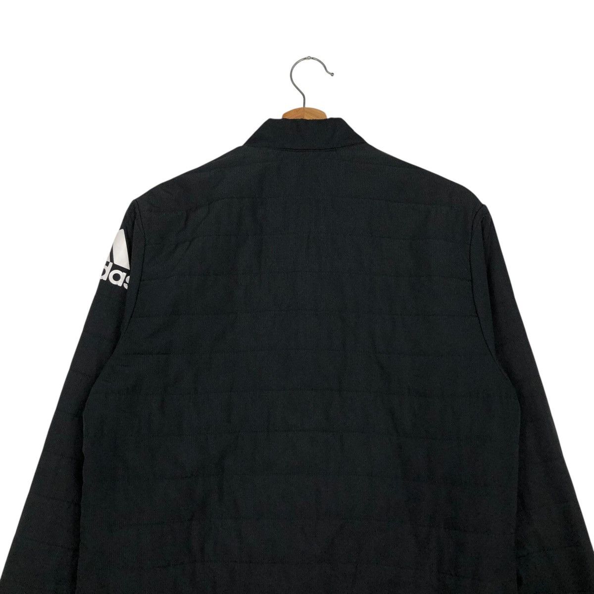 Adidas 🔥VINTAGE BOMBER JACKET ADIDAS ALL BLACK BIG LOGO Size US L / EU 52-54 / 3 - 11 Thumbnail